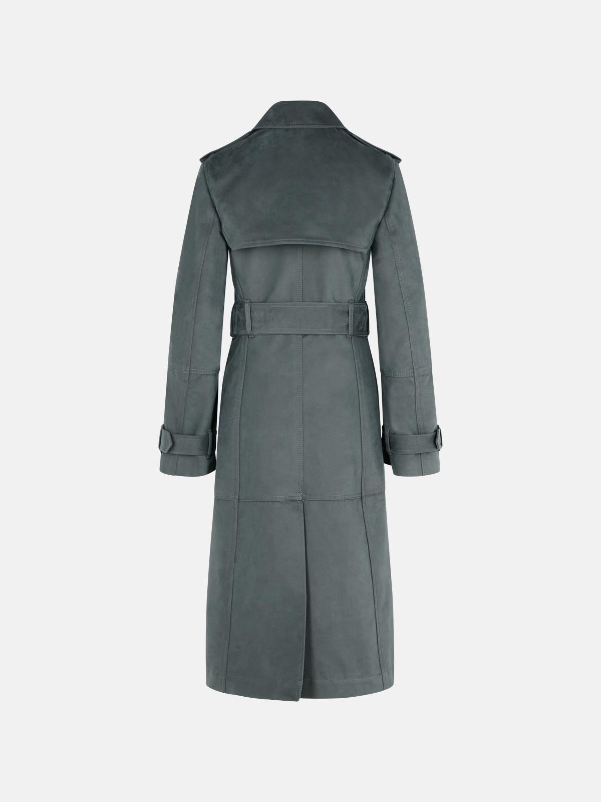 GREY COTTON BLEND TRENCH COAT - 3