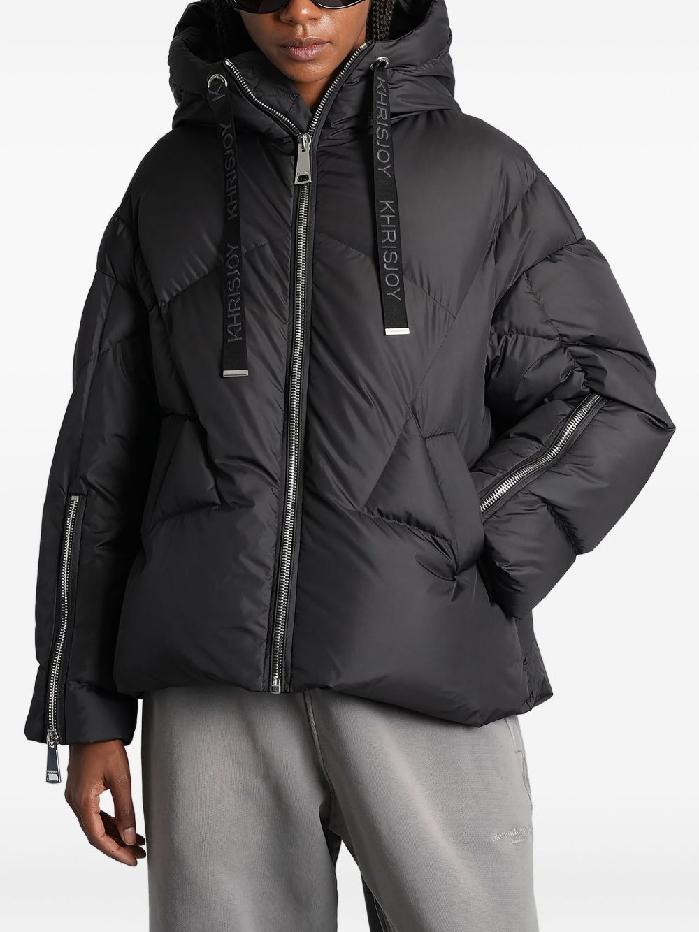 quilted attached-hood puffer jacket - 1
