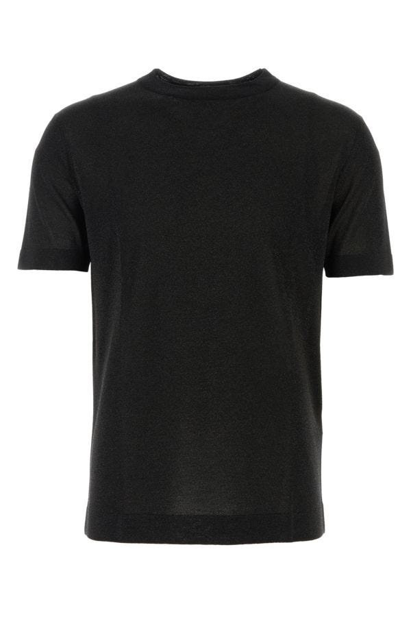 Black viscose blend t-shirt - 1