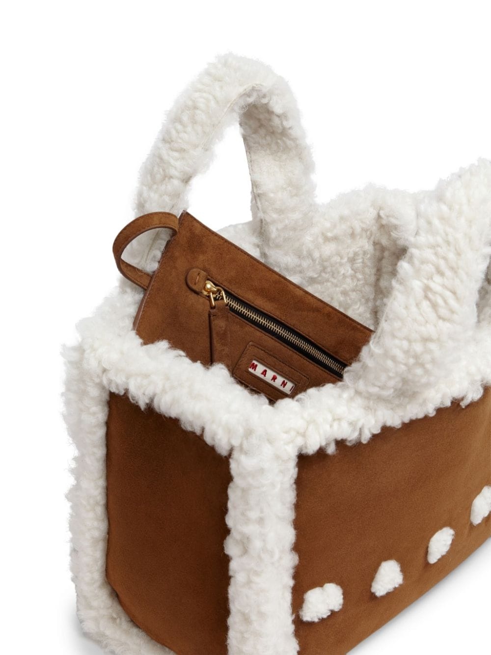 shearling-trim tote bag - 5