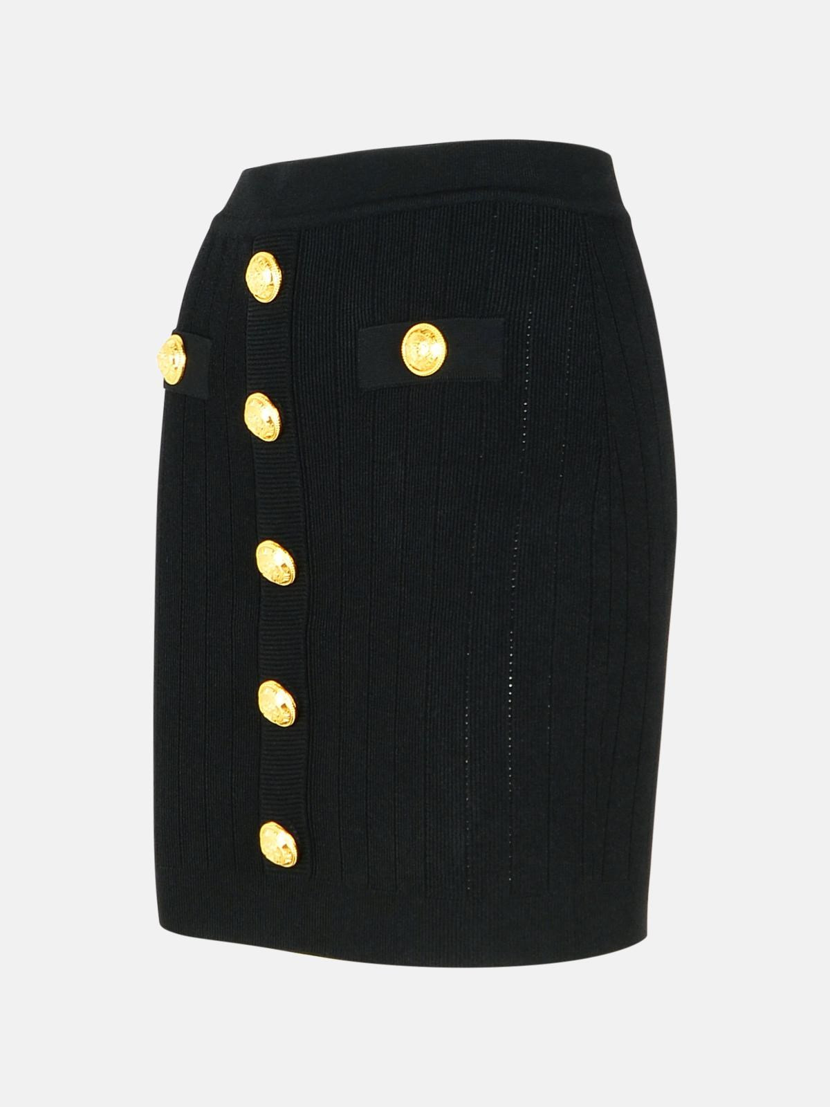 BLACK VISCOSE BLEND MINISKIRT - 2
