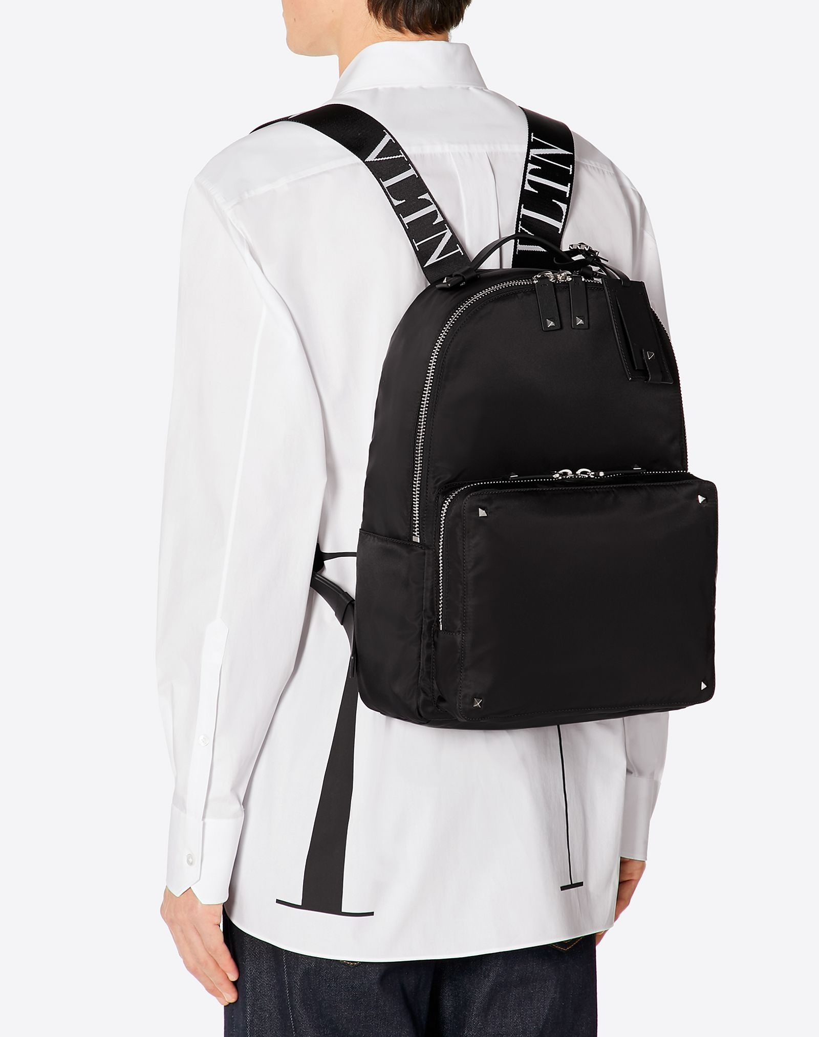 NYLON BACKPACK WITH VLTN RIBBON STRAPS - 6