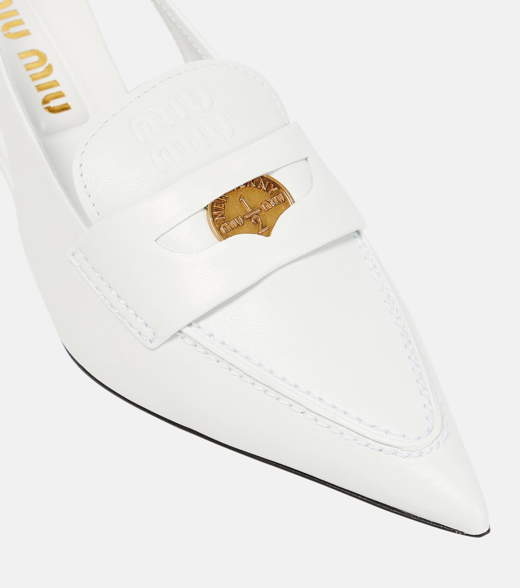 Leather slingback penny loafers - 6
