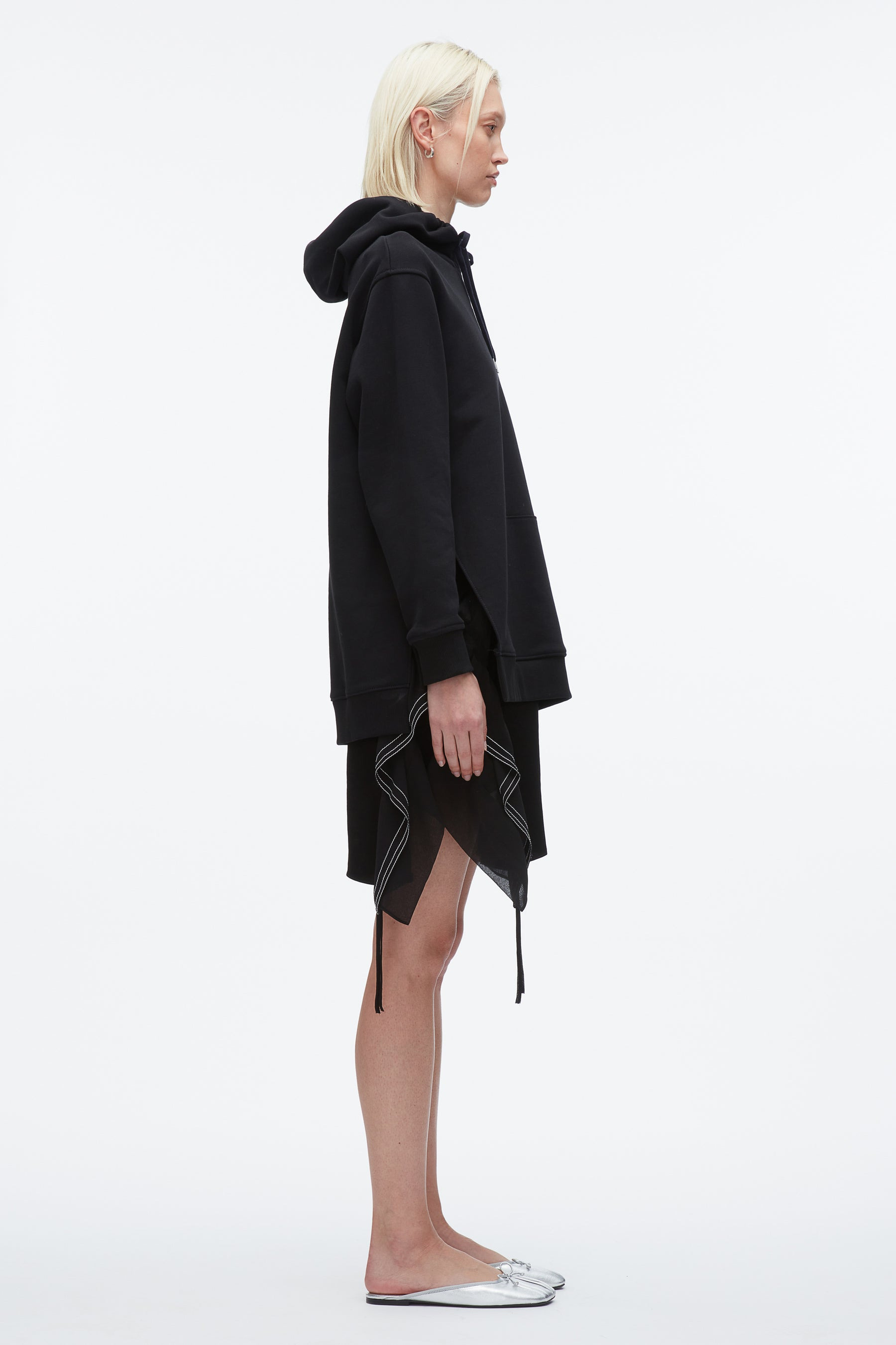 Hoodie Combo Dress with Satin Skirt - 3