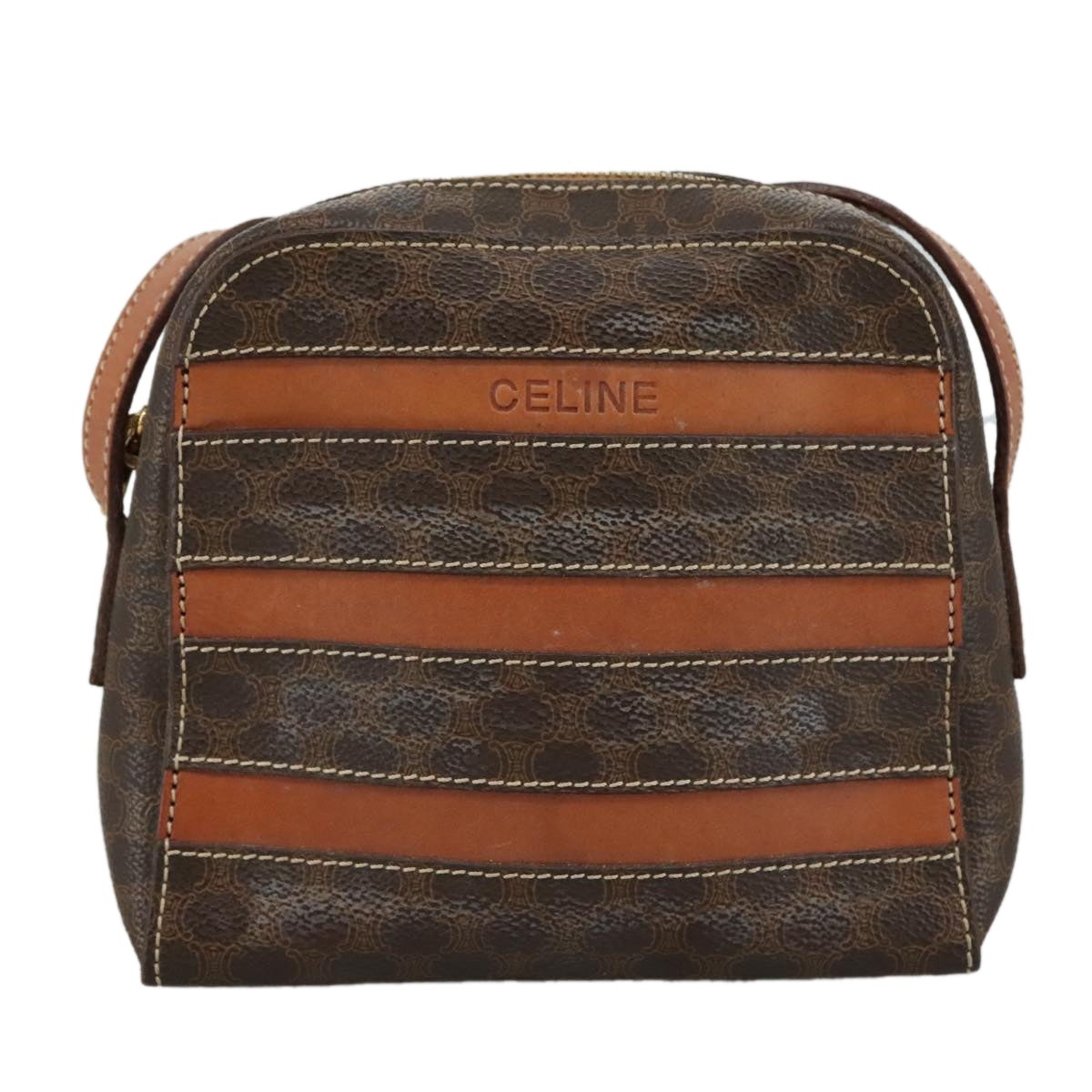 CELINE Macadam Canvas Shoulder Bag Pvc Leather Brown - 13