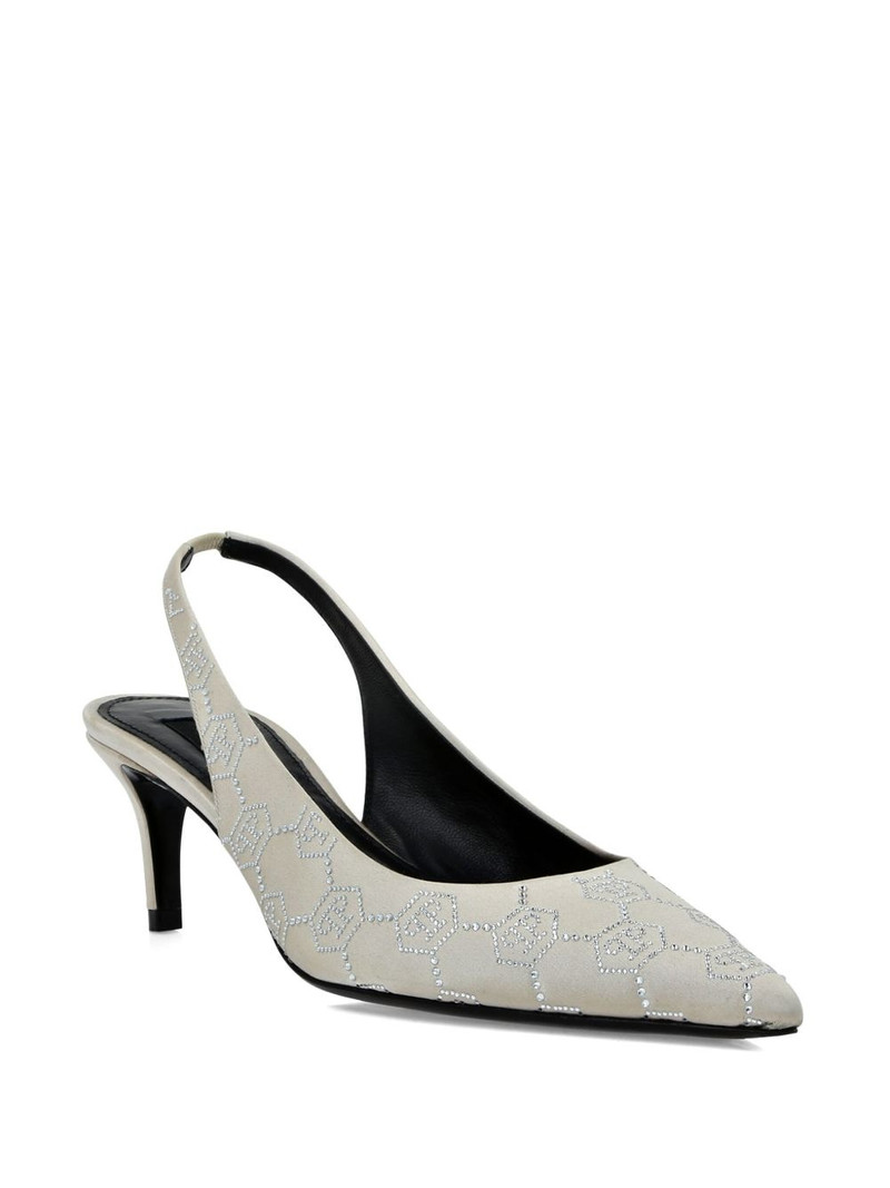 PHILIPP PLEIN 55mm rhinestone monogram slingback pumps outlook