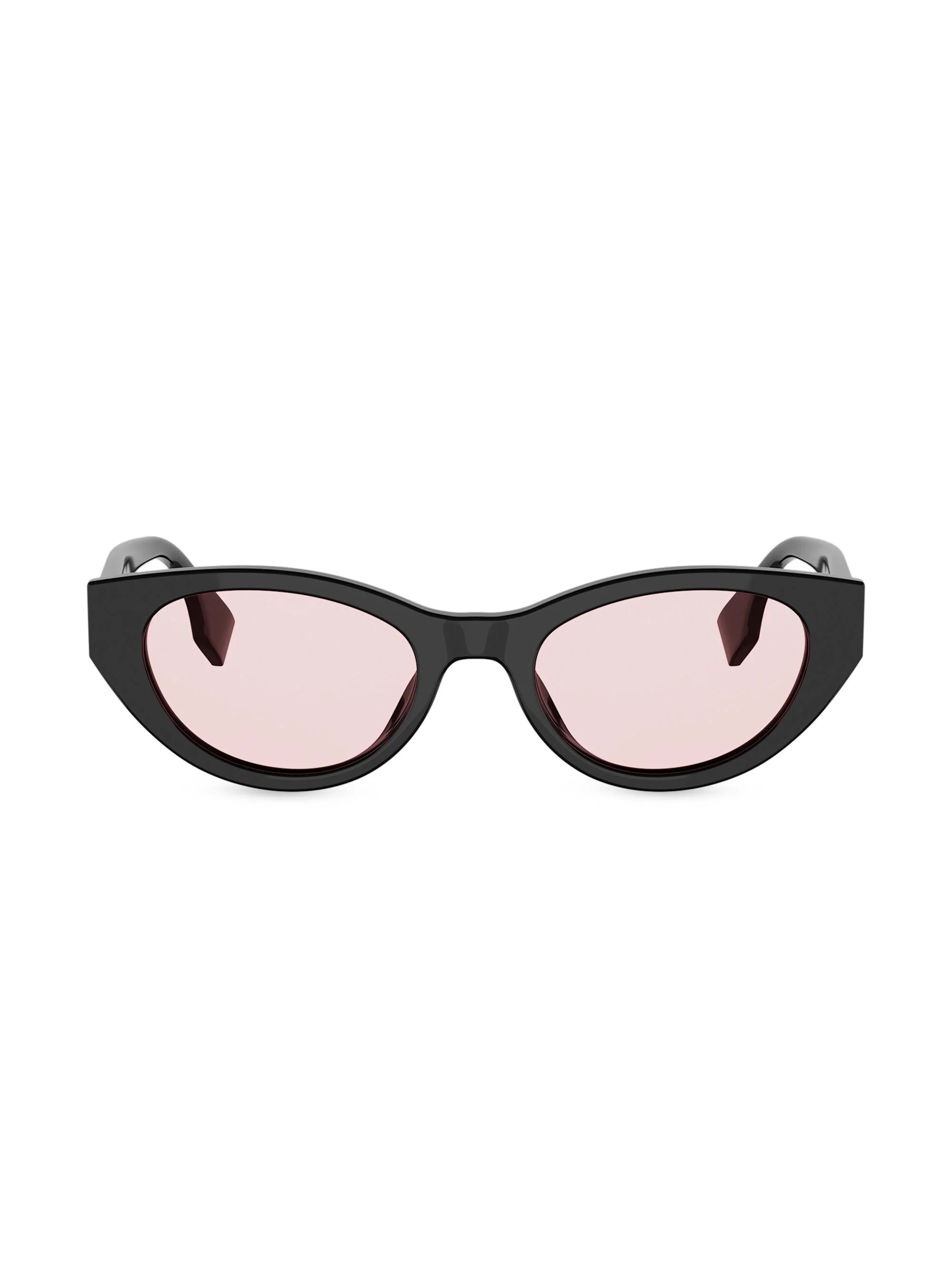 Women's Lettering 51MM Logo Oval Sunglasses - Shiny Black Violet - 1