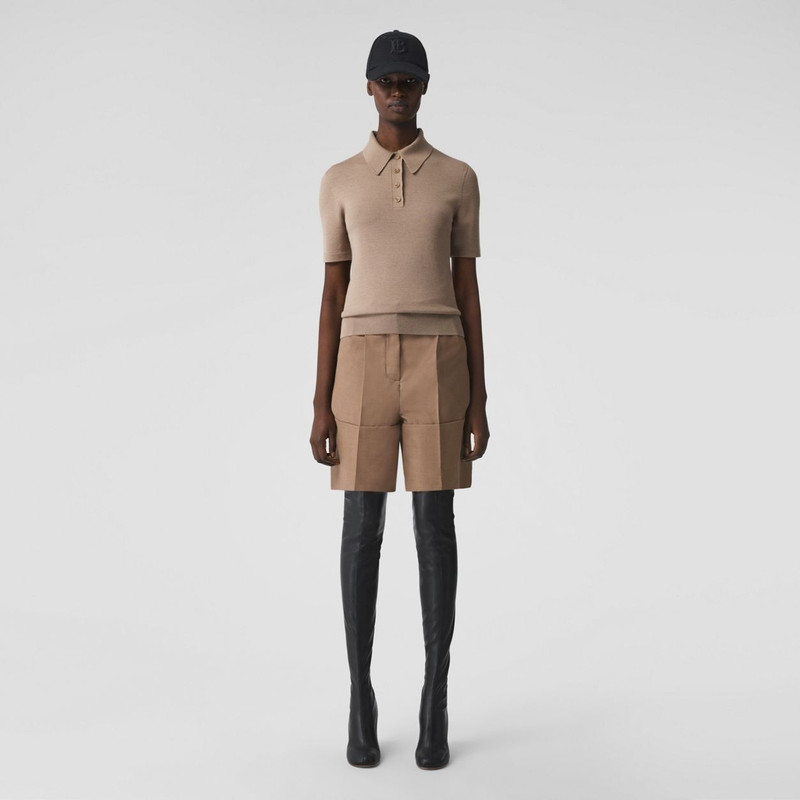 Burberry Cuff Detail Wool Tailored Shorts outlook