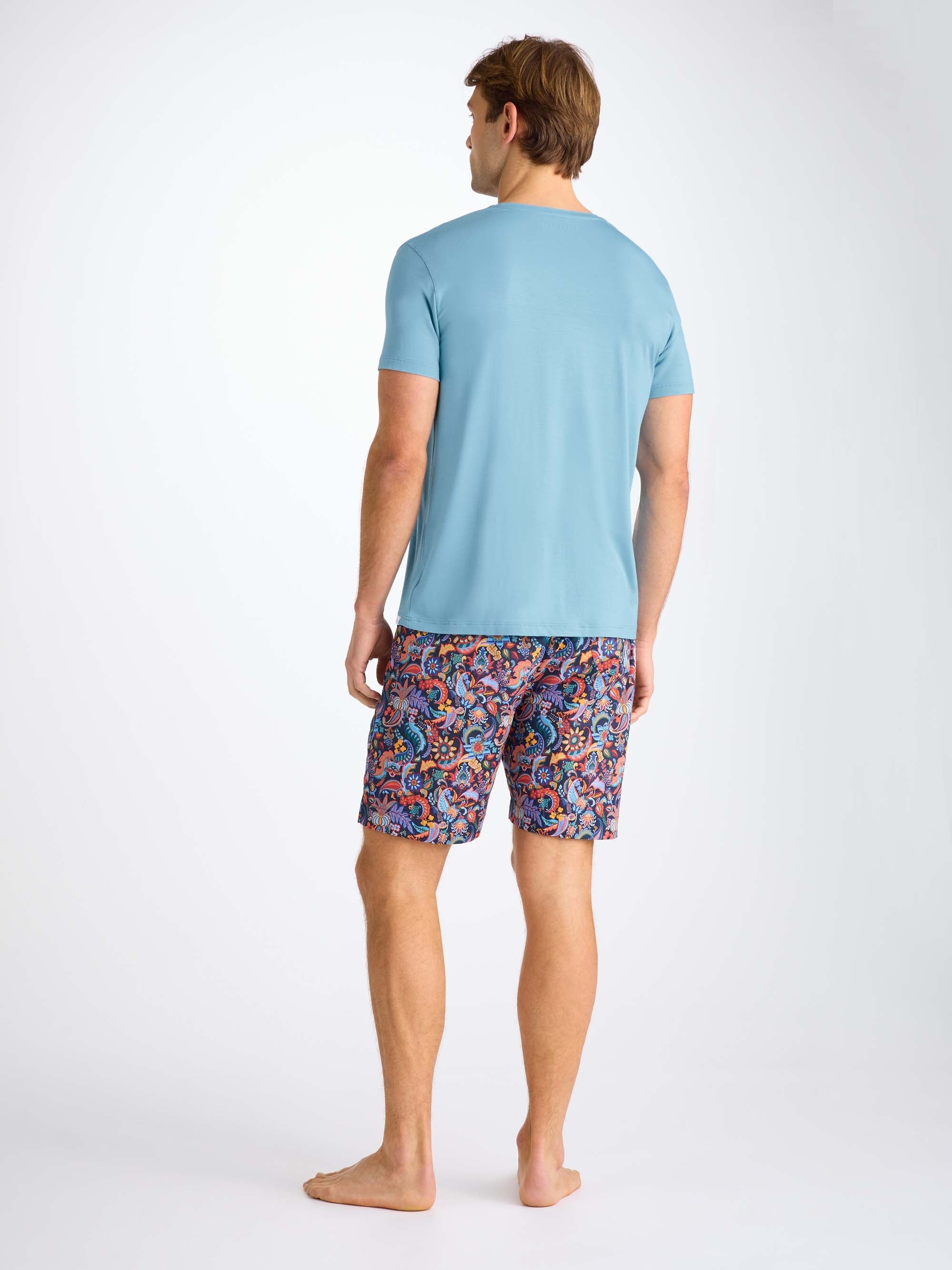 Men's V-Neck T-Shirt Basel Micro Modal Stretch Ocean Blue - 4