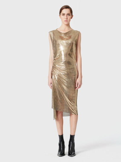 Paco Rabanne GOLD CHAINMAIL DRAPÉ PRESSION DRESS outlook