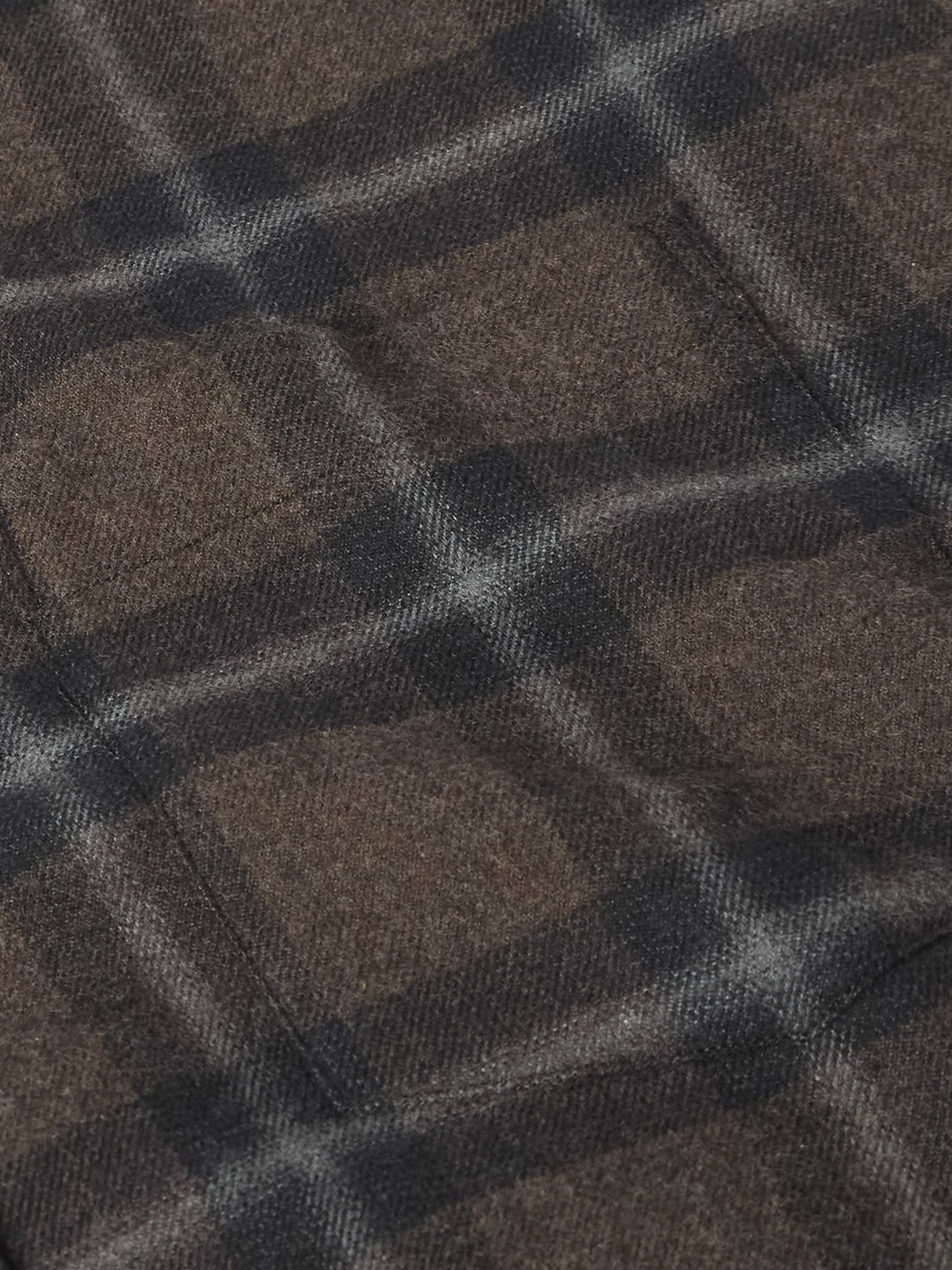 Button-Down Collar Checked Brushed Cotton-Flannel Shirt Brown - 5