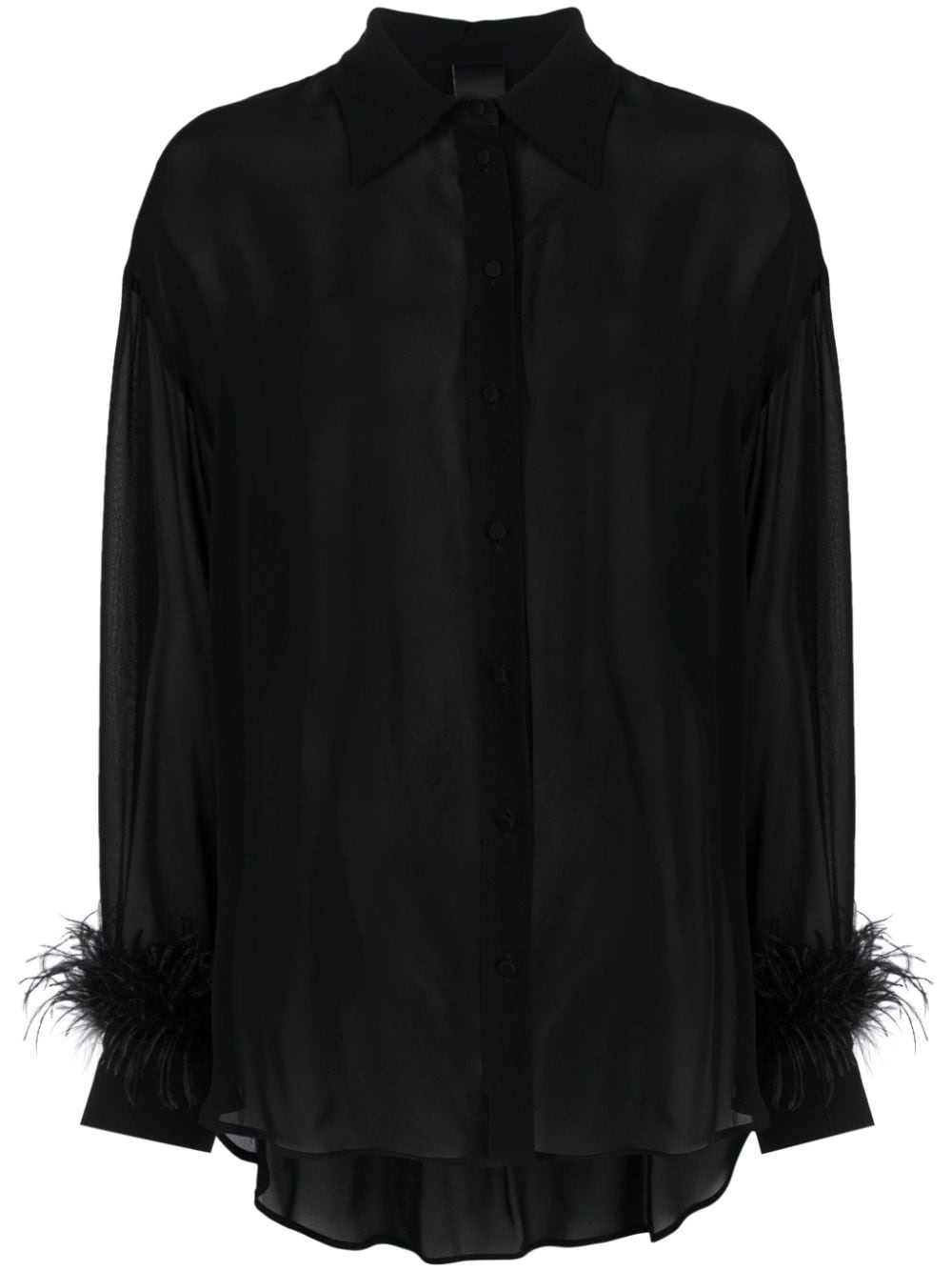 feather-trim georgette shirt - 1