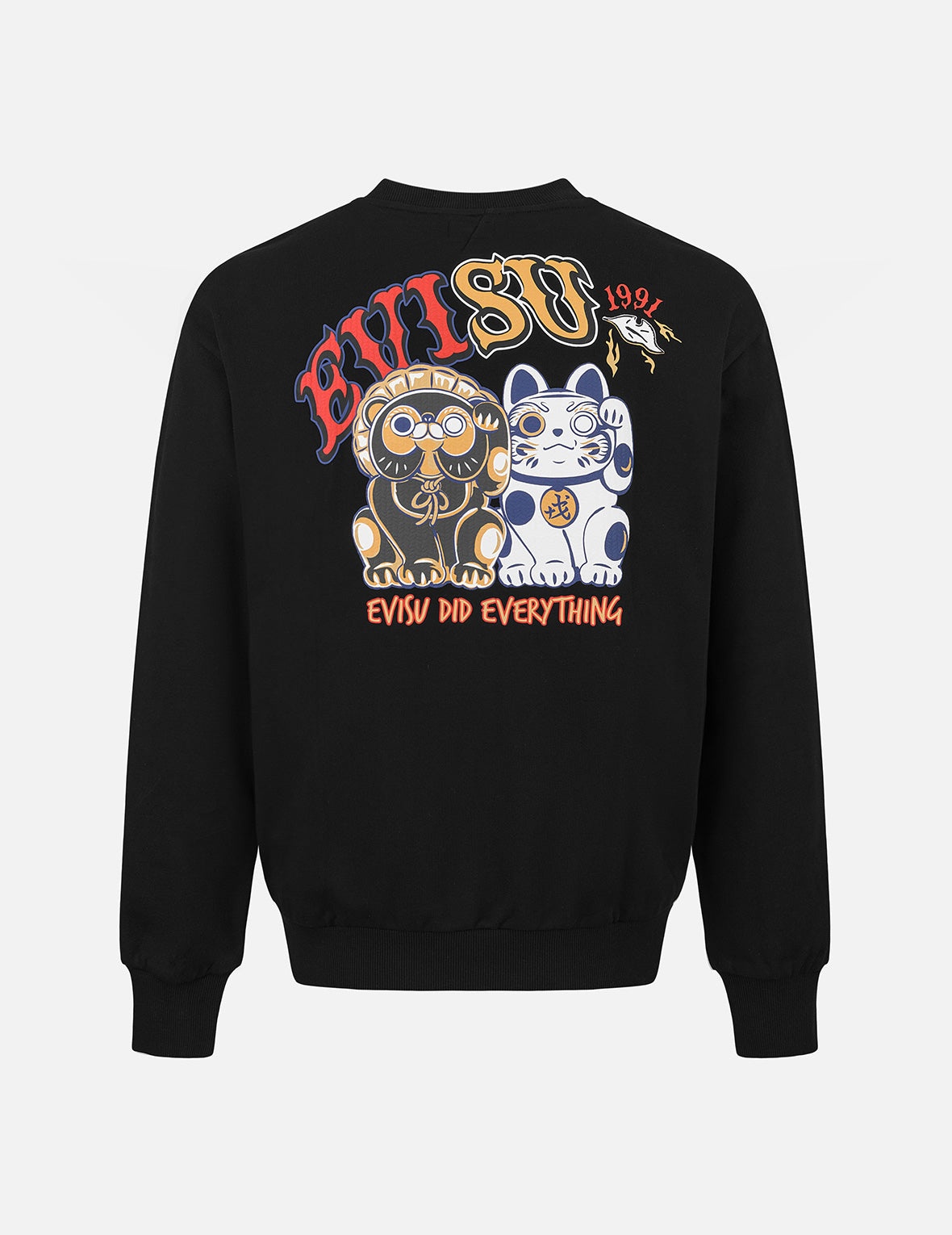 Tanuki amd Fortune Cat Embroidery Relax Fit Sweatshirt - 2