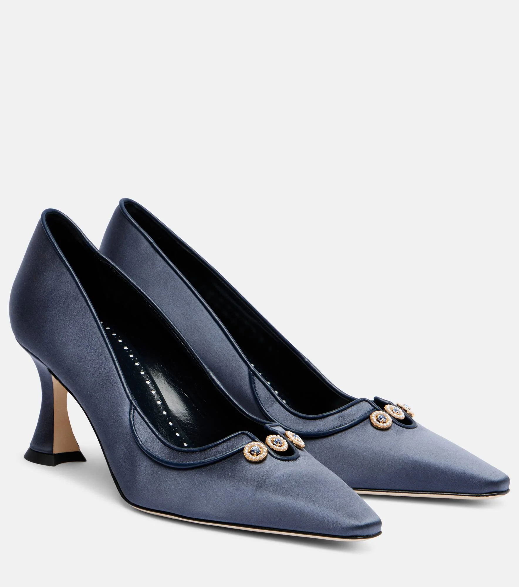 Amala 70 embellished satin pumps - 1