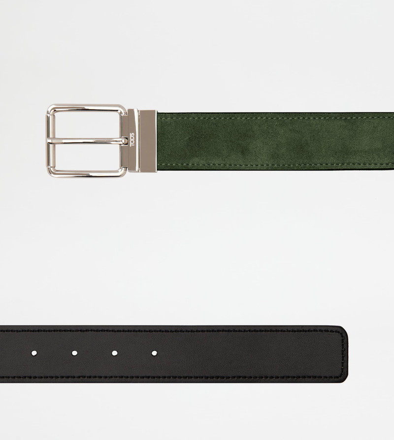 REVERSIBLE BELT IN LEATHER - GREEN, BROWN 3