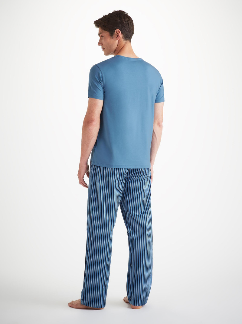 Men's V-Neck T-Shirt Basel Micro Modal Stretch Steel Blue 4