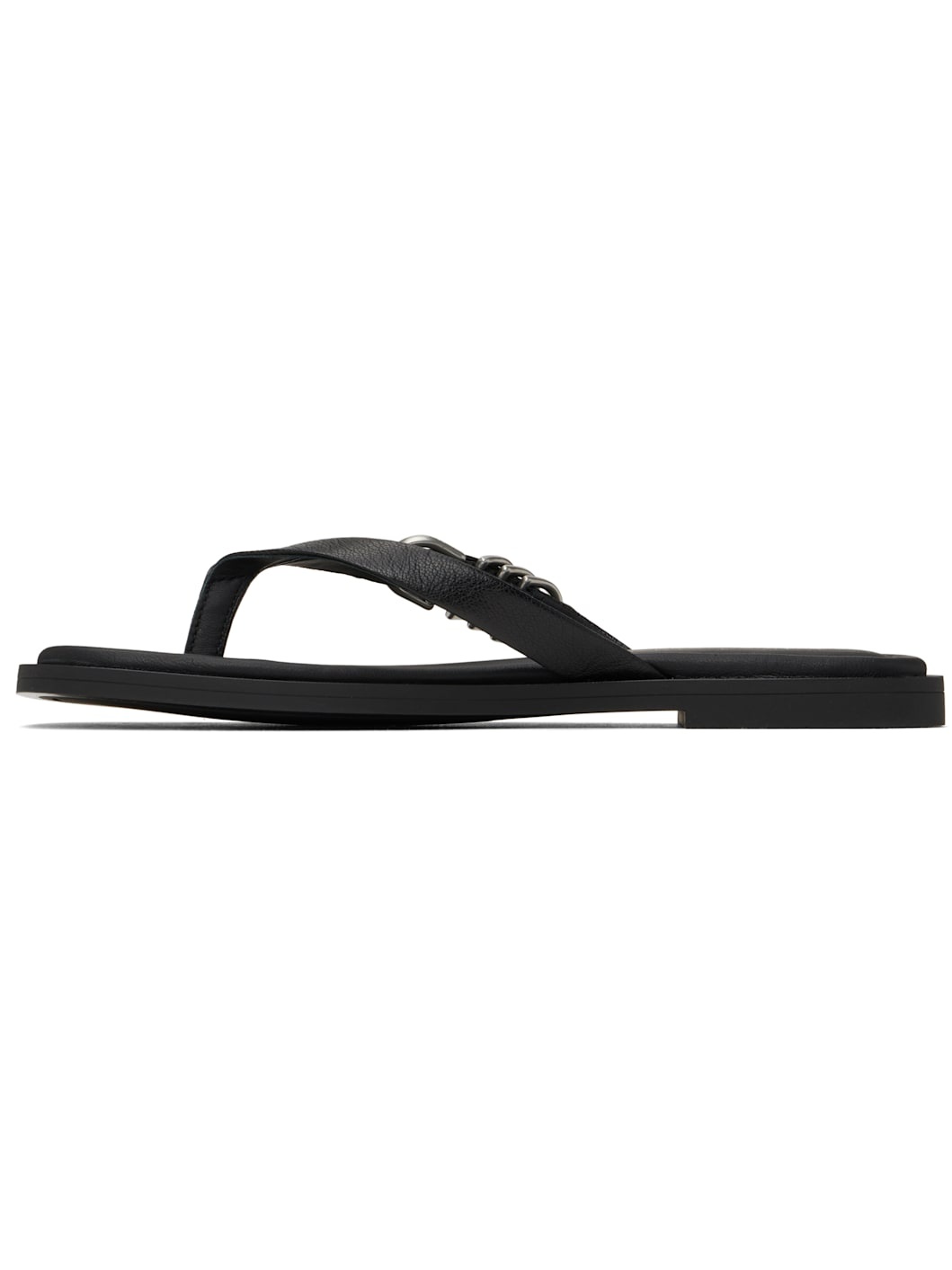 Black Gia Leather Thong Sandals - 3
