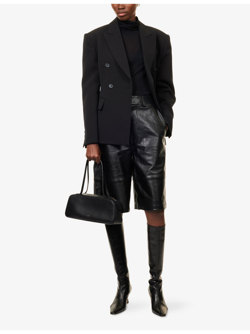 The Frankie Shop Doyer Cinched Woven Blazer outlook