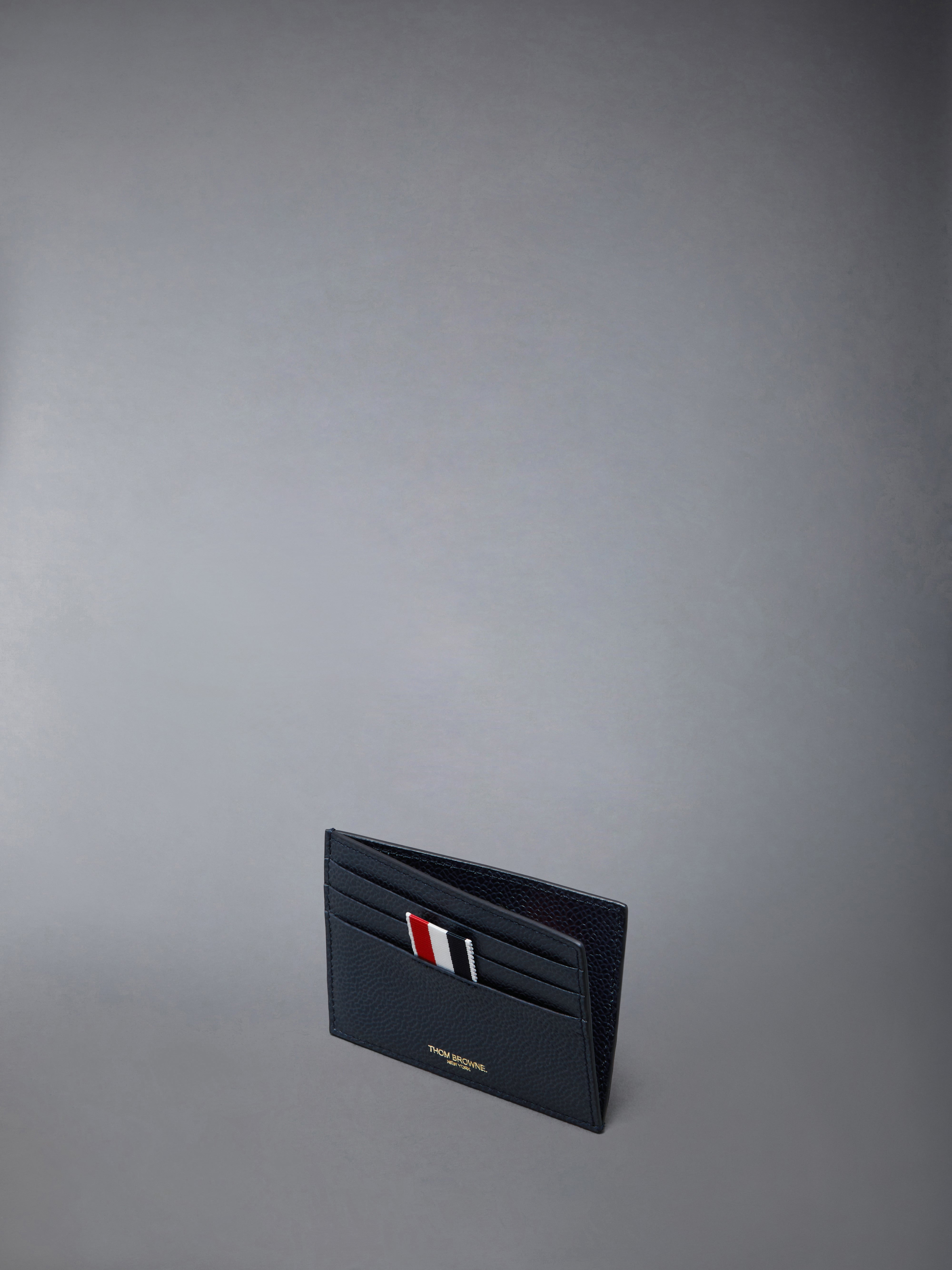Pebble Grain Leather Note Compartment Single Card Holder - 3