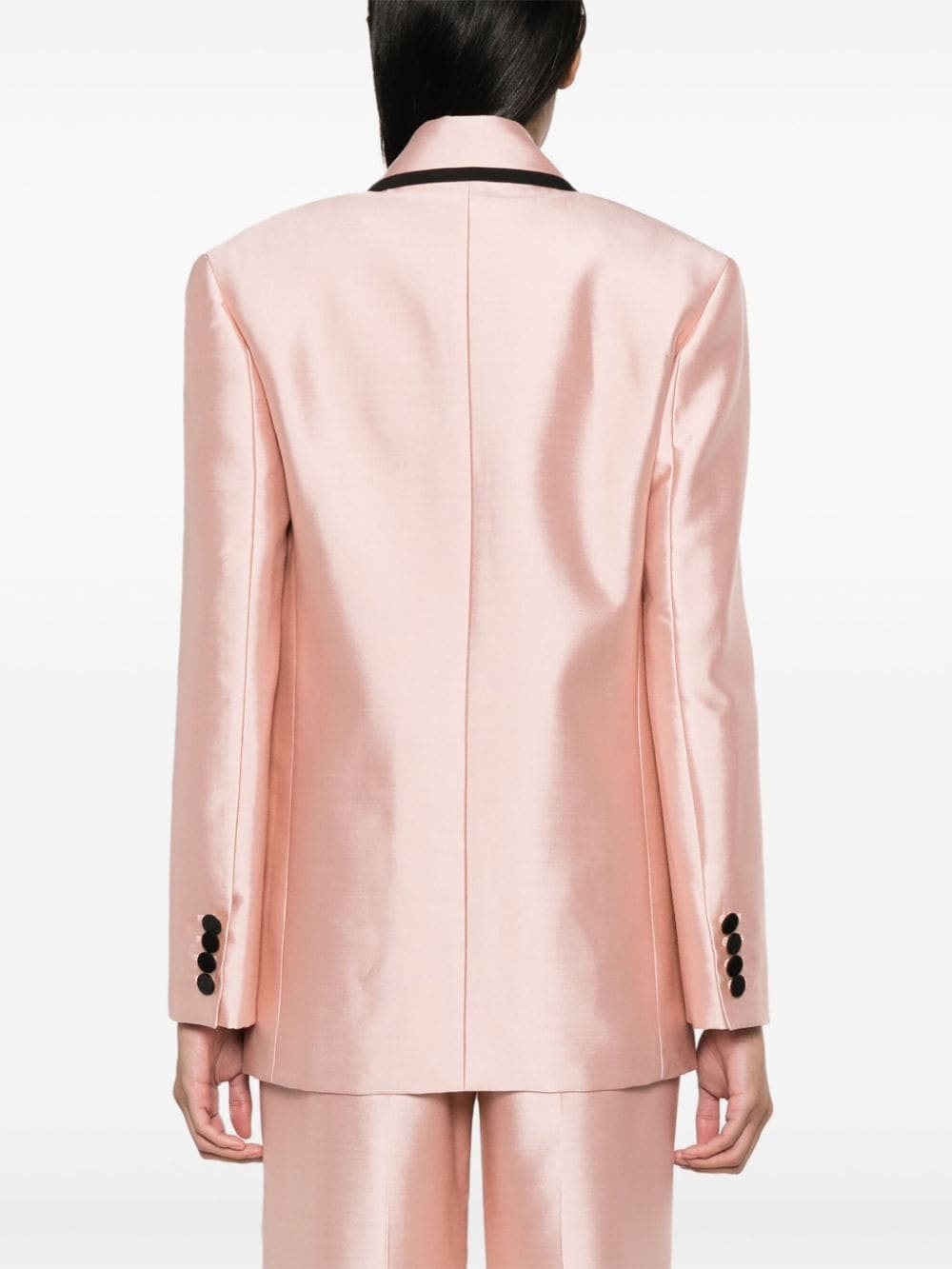 contrasting-trim single-breasted blazer - 4