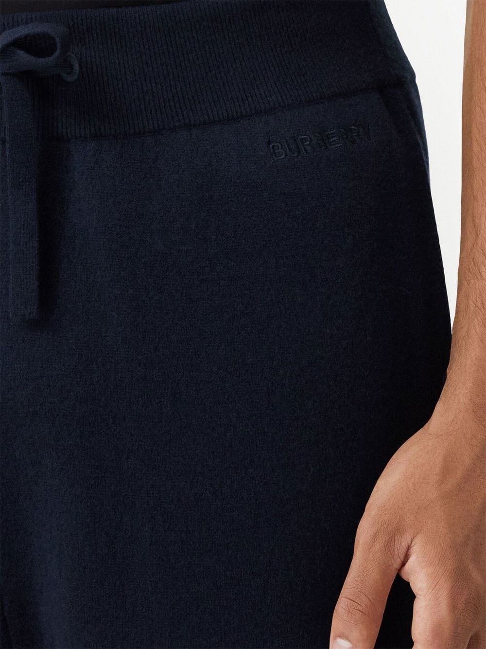 logo-embroidered cashmere track pants - 5