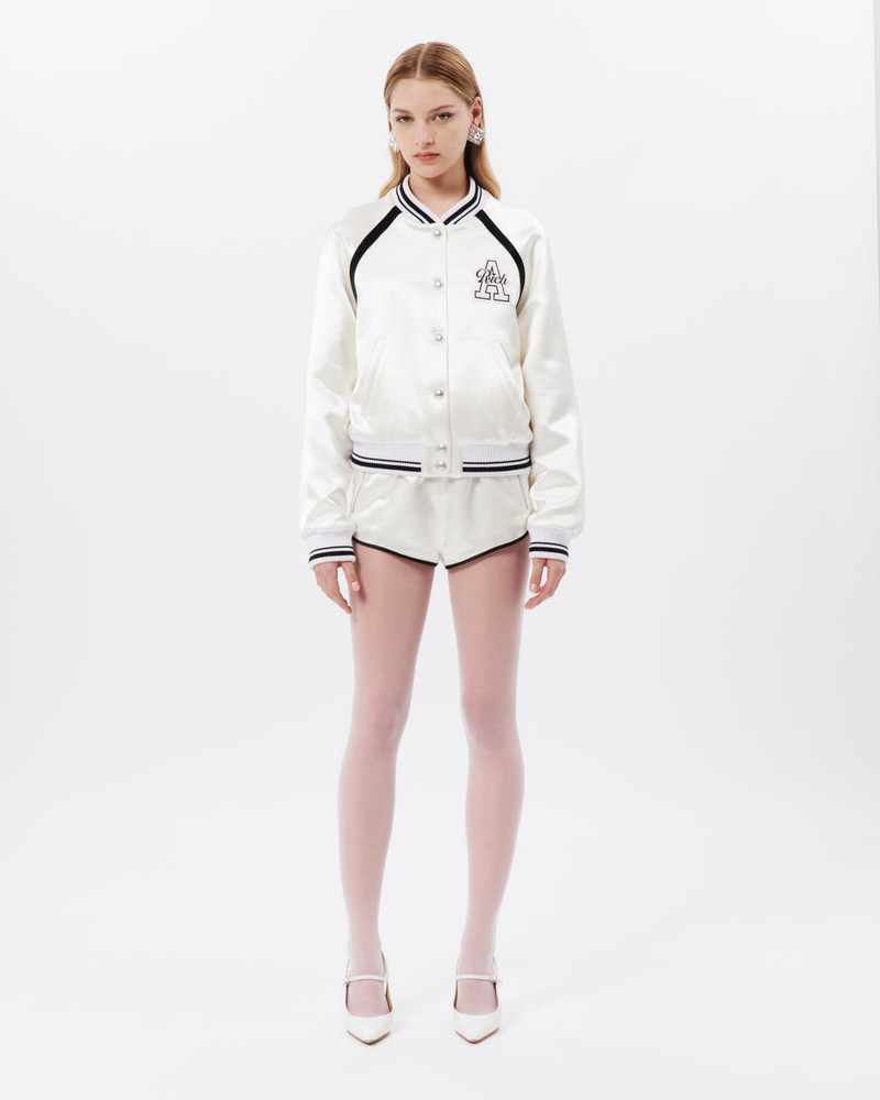 Alessandra Rich SATIN BOMBER JACKET WITH PATCH outlook
