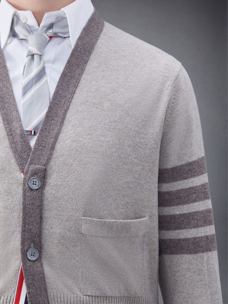 Cashmere 팁 4 바 V 목 카디건 4