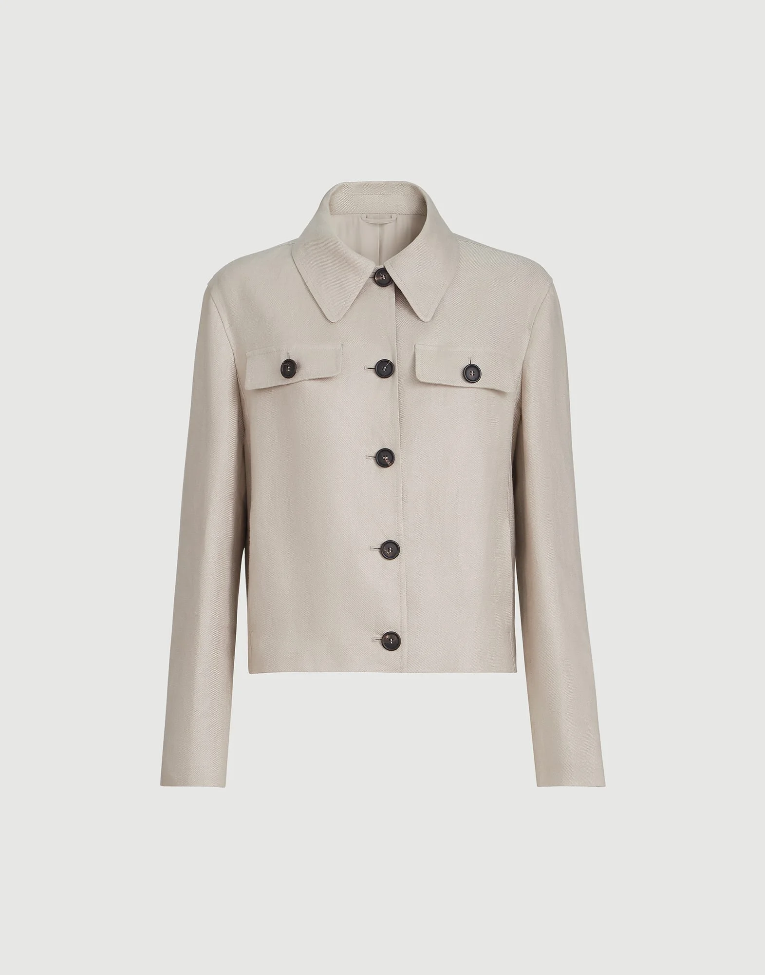 Linen diagonal jacket with monili - 1