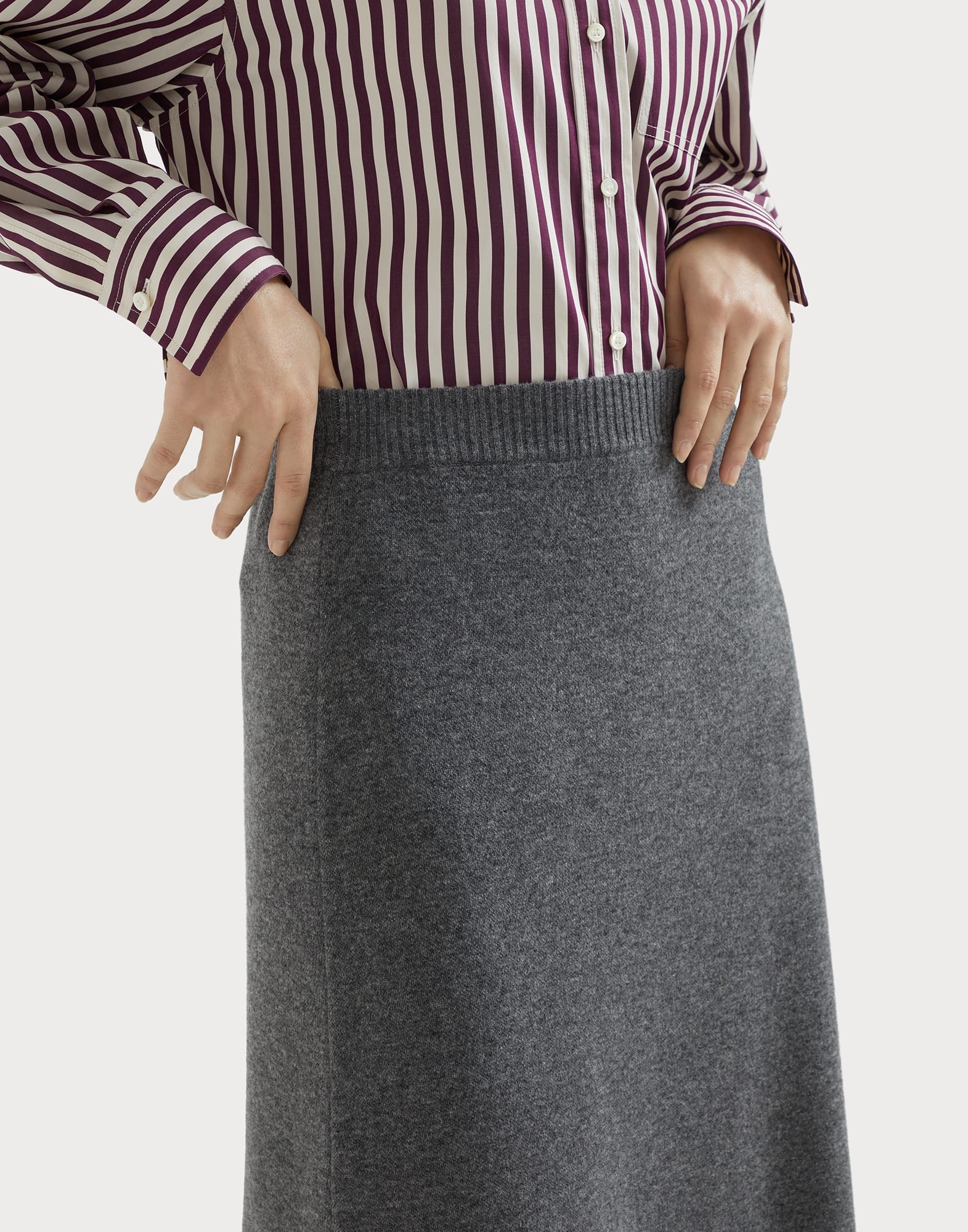 Cashmere double knit midi skirt - 3