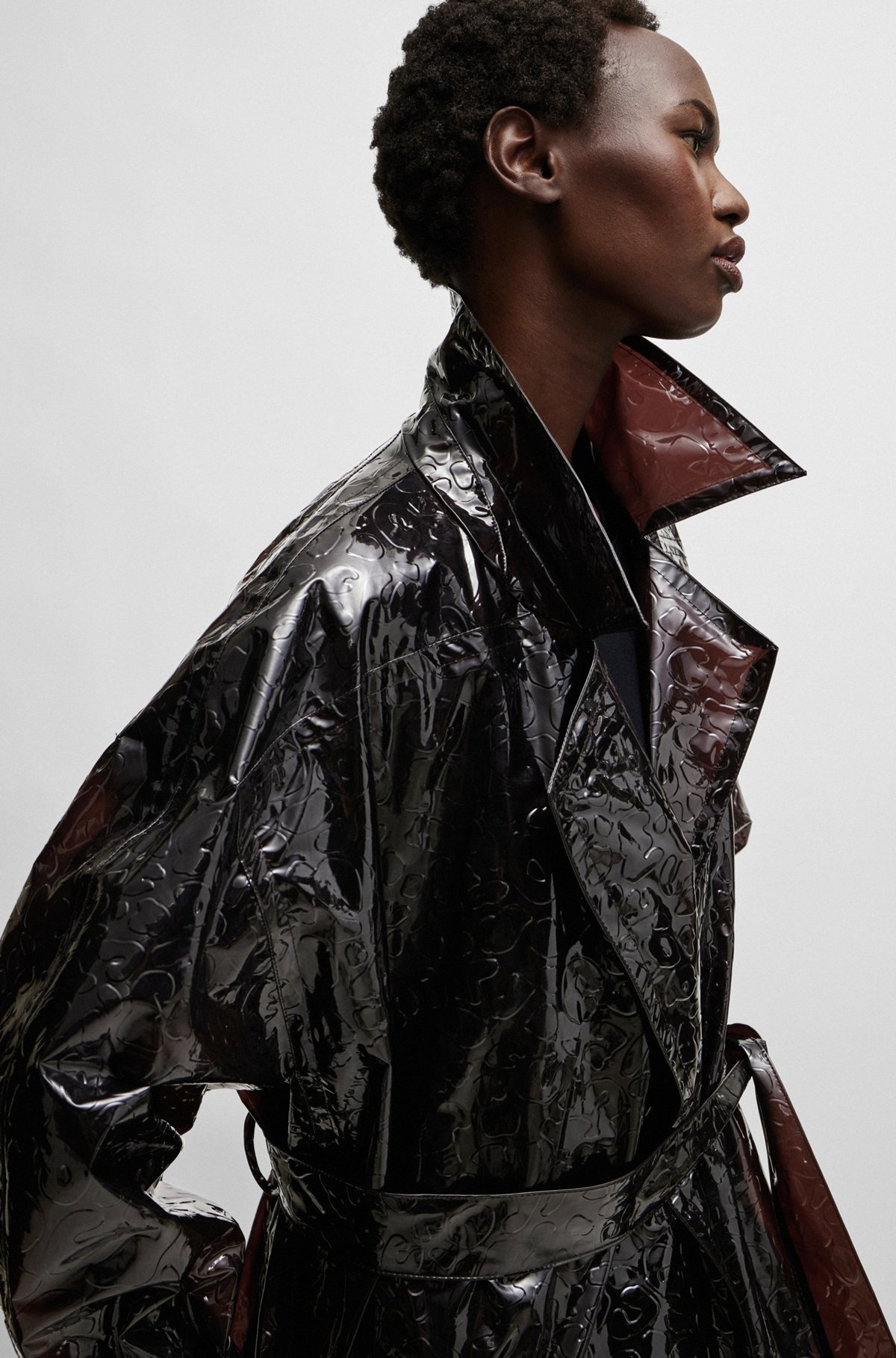 NAOMI X BOSS OVERSIZE RAINCOAT WITH LEOPARD-PATTERN EMBOSSING - 6