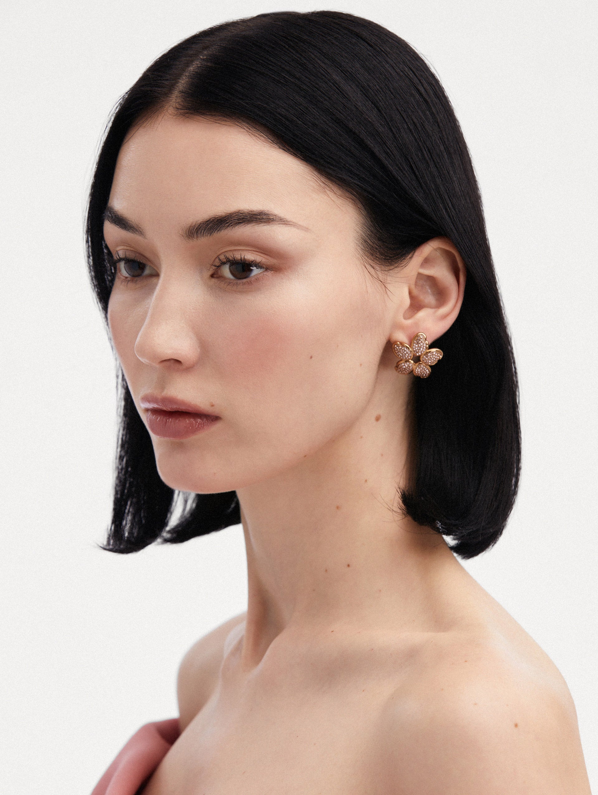 CRYSTAL O FLOWER EARRINGS - 2