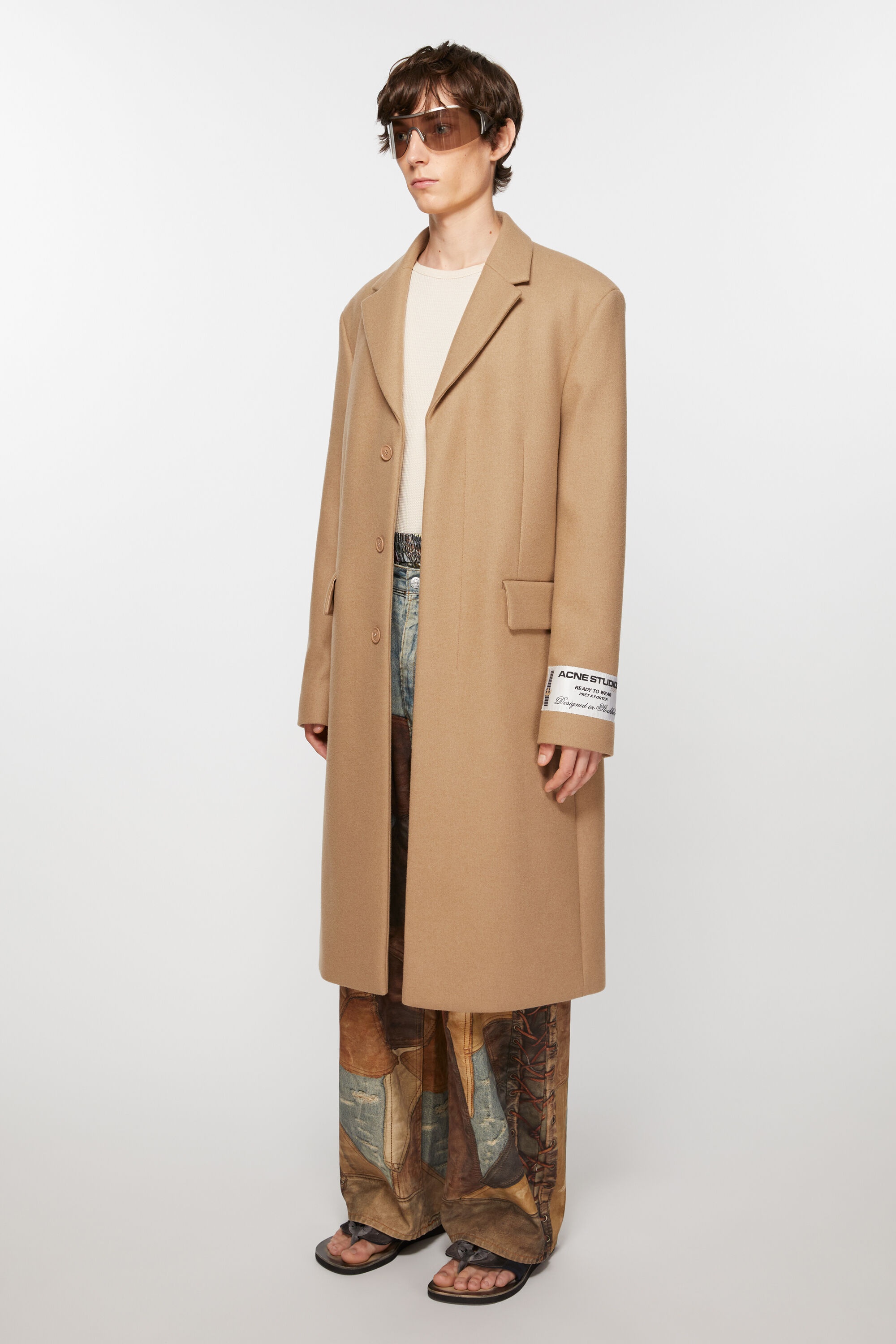 Single-breasted wool coat - Camel Beige - 3