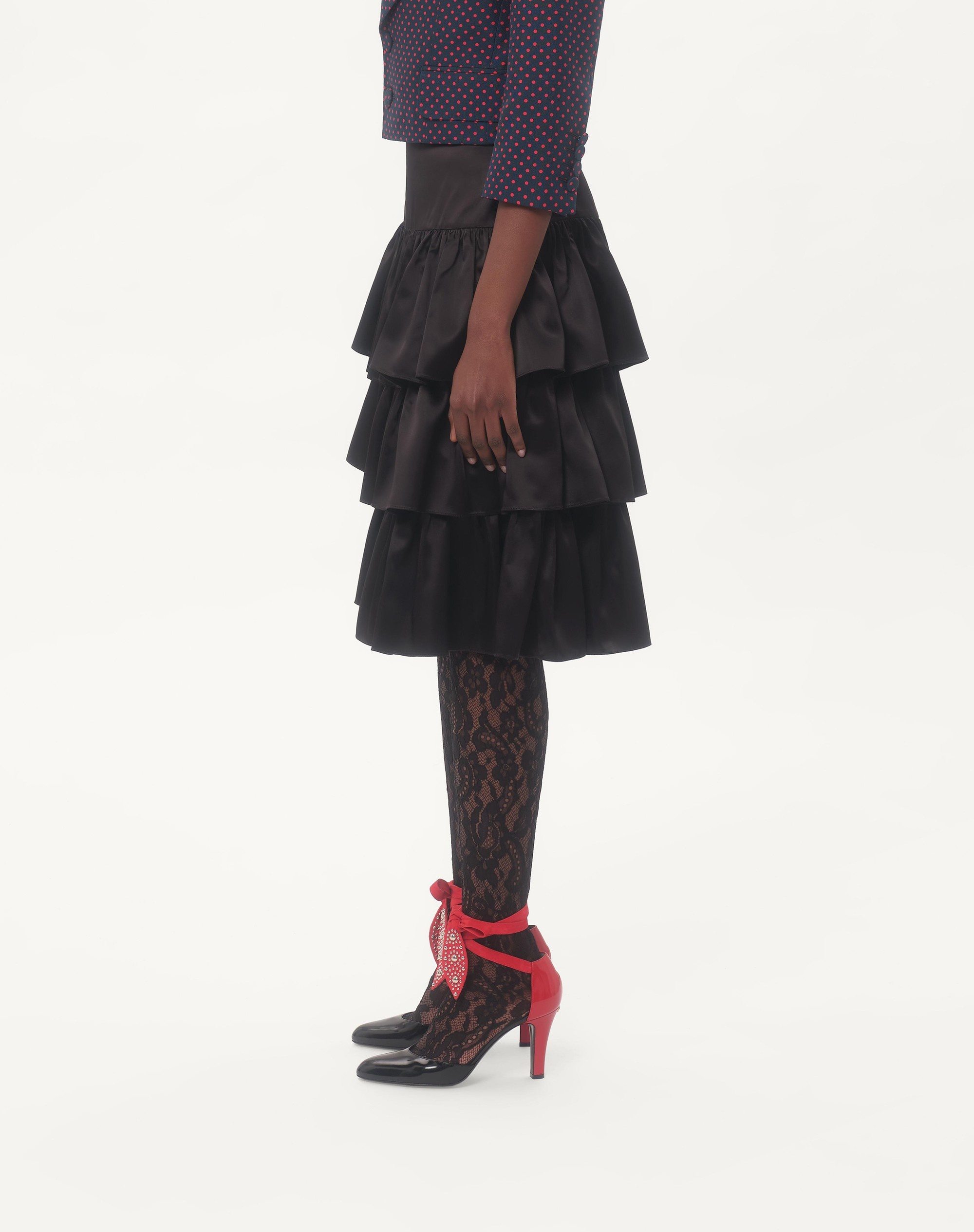 SATIN RUFFLE SKIRT— - 5