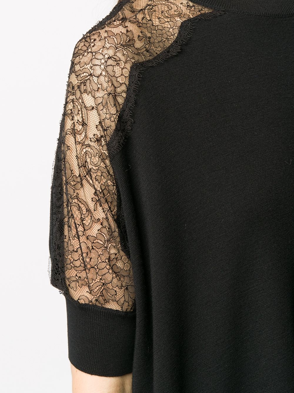 lace panel detail knitted top - 5