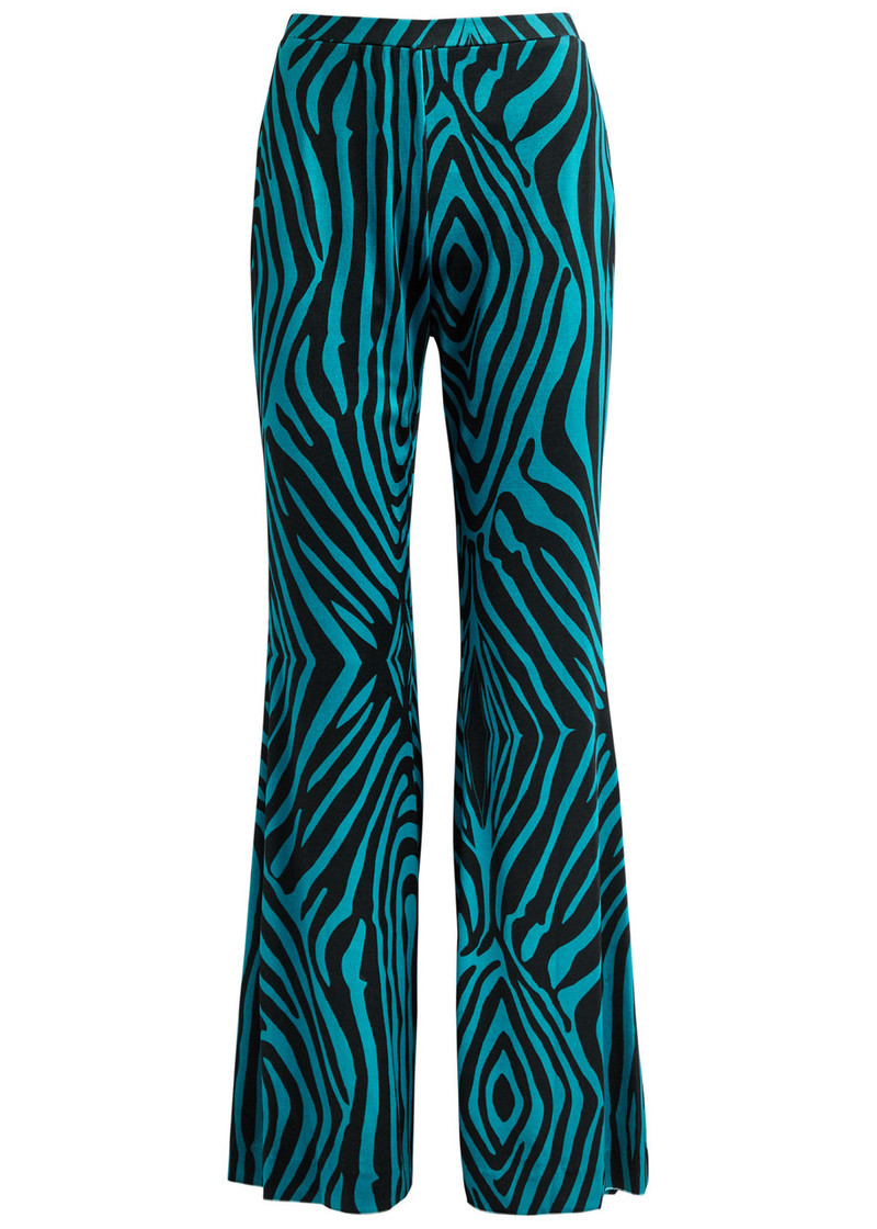 Diane Von Furstenberg Ruthette Printed Flared Velvet Trousers 1