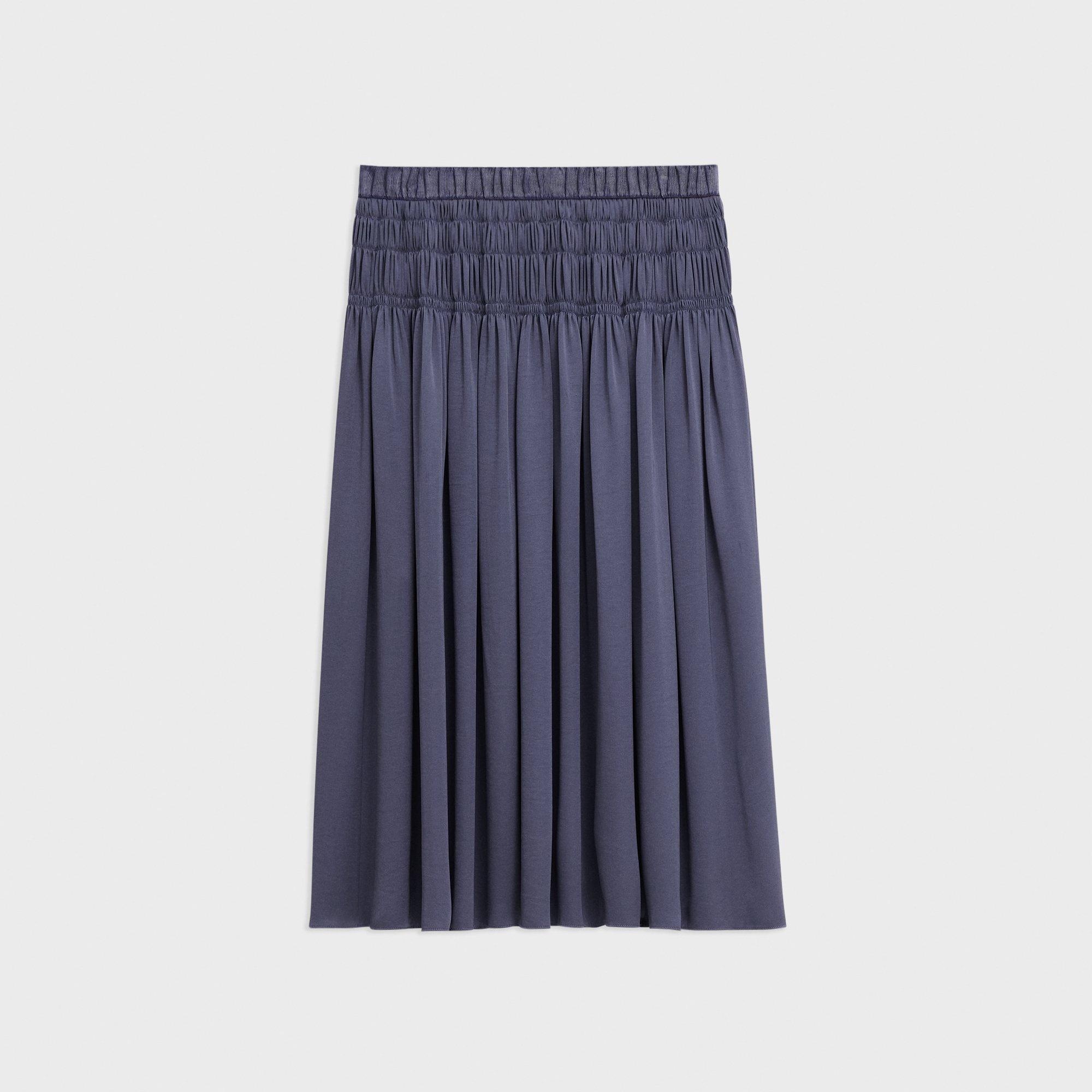 Gathered Midi Skirt in Recycled Satin - 1