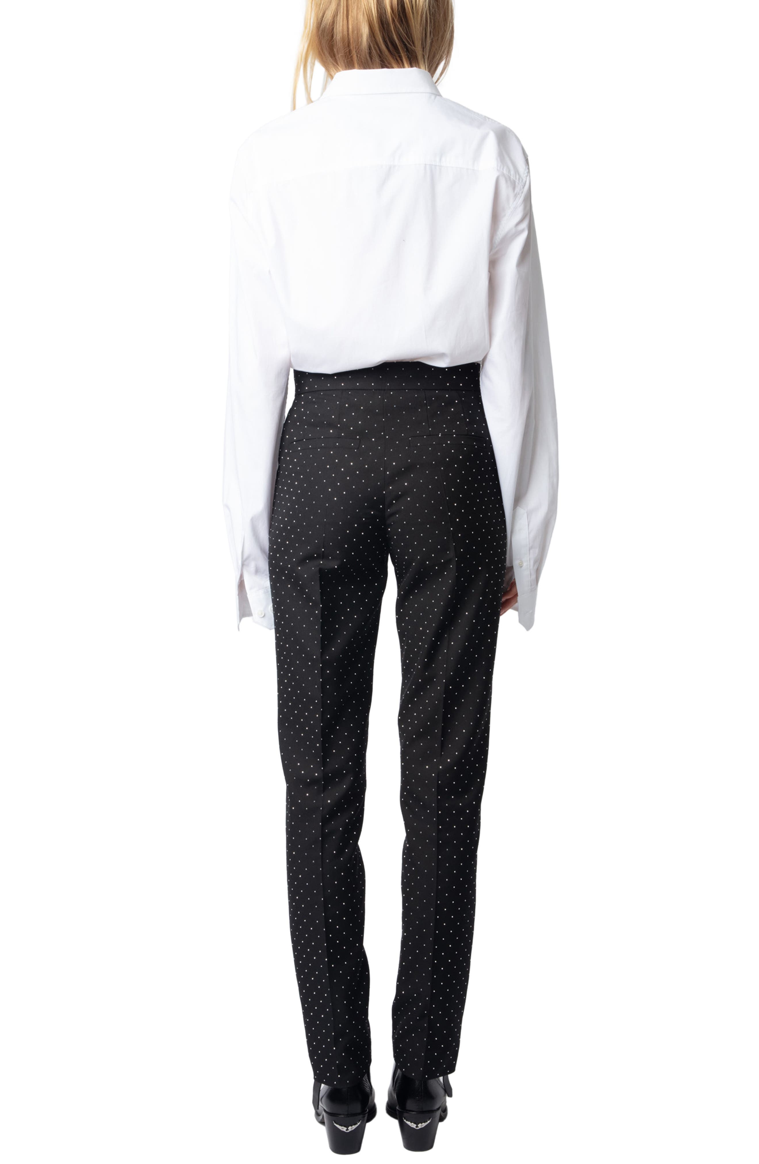 Zadig & Voltaire Panny Diamanté Straight Leg Pants in Black at Nordstrom - 6