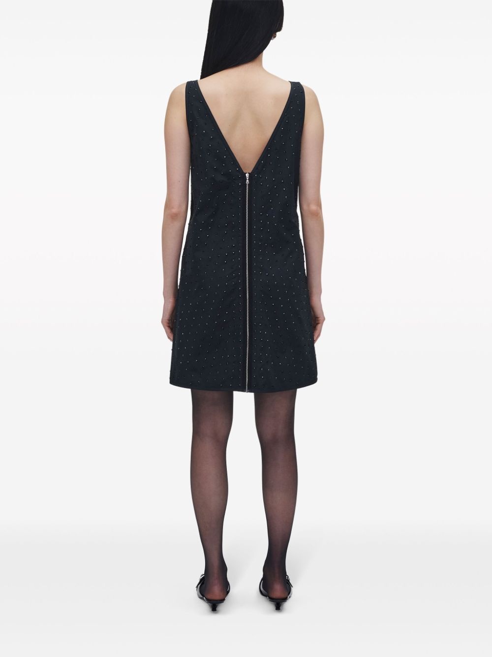 crystal-embellished V-neck minidress - 4