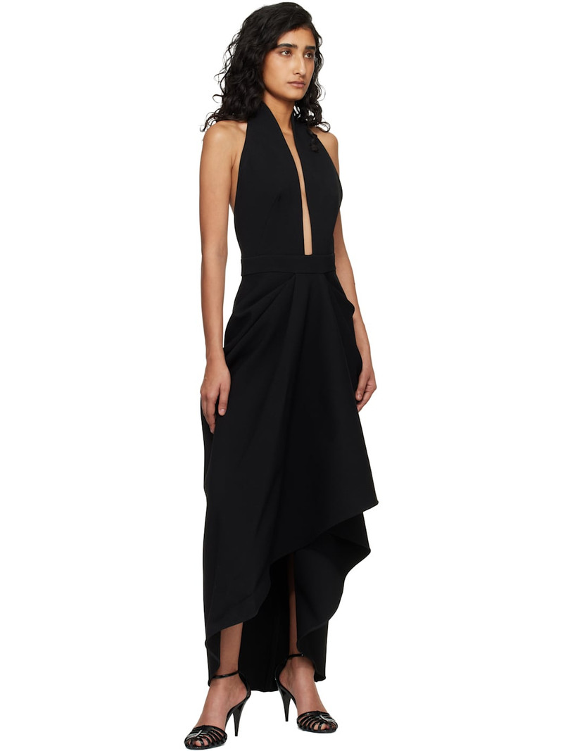 Givenchy Black Draped Wool Maxi Dress outlook