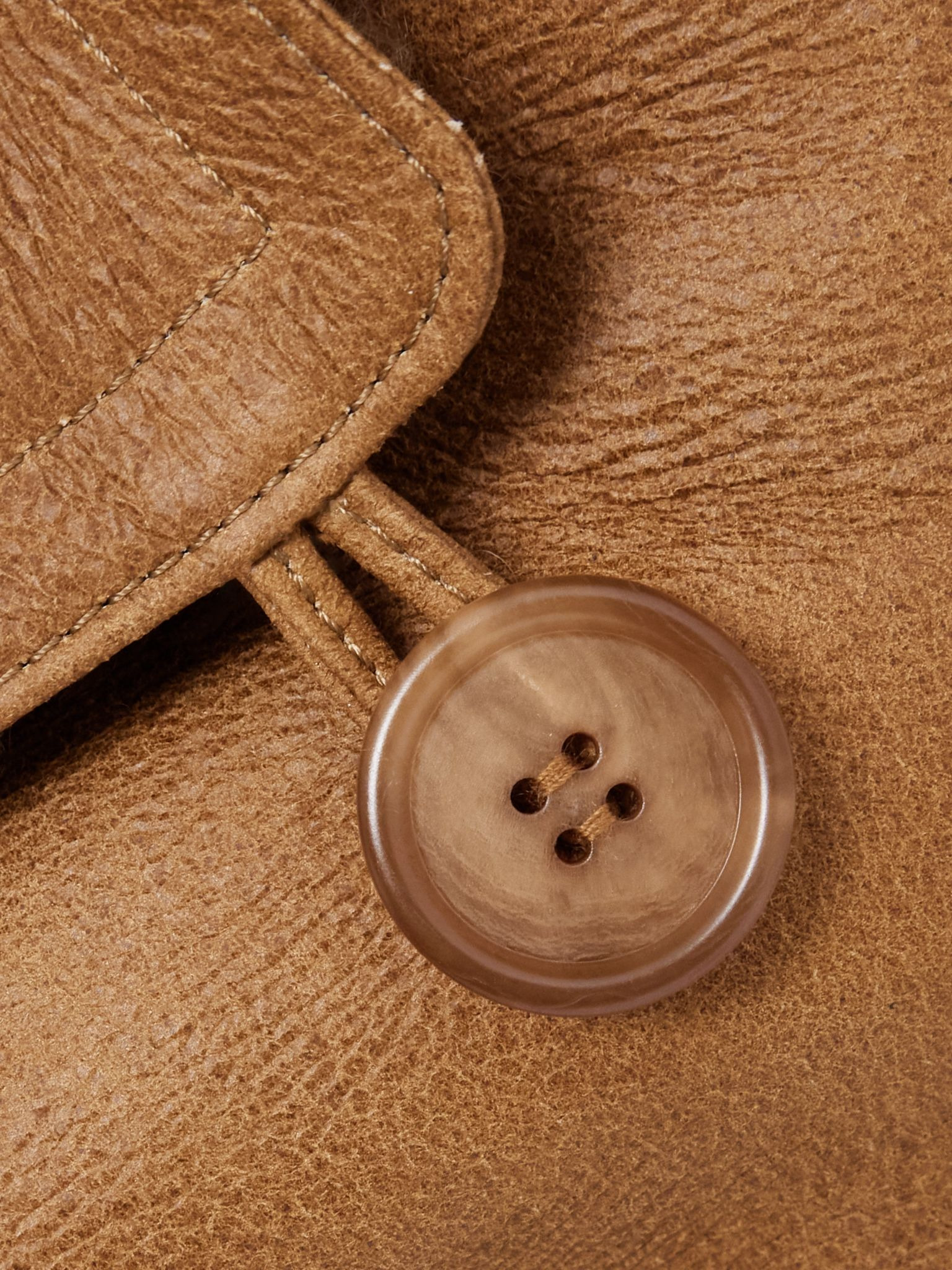 Double-breasted shearling jacket Light brown - 5