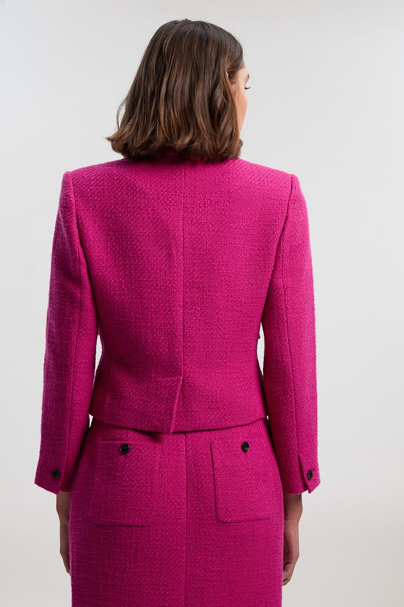 Textured Tweed Cropped Tailored Jacket 5