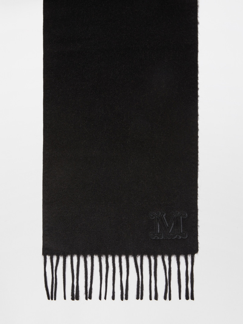 WKCLARA Monogram-embroidered camel stole 1