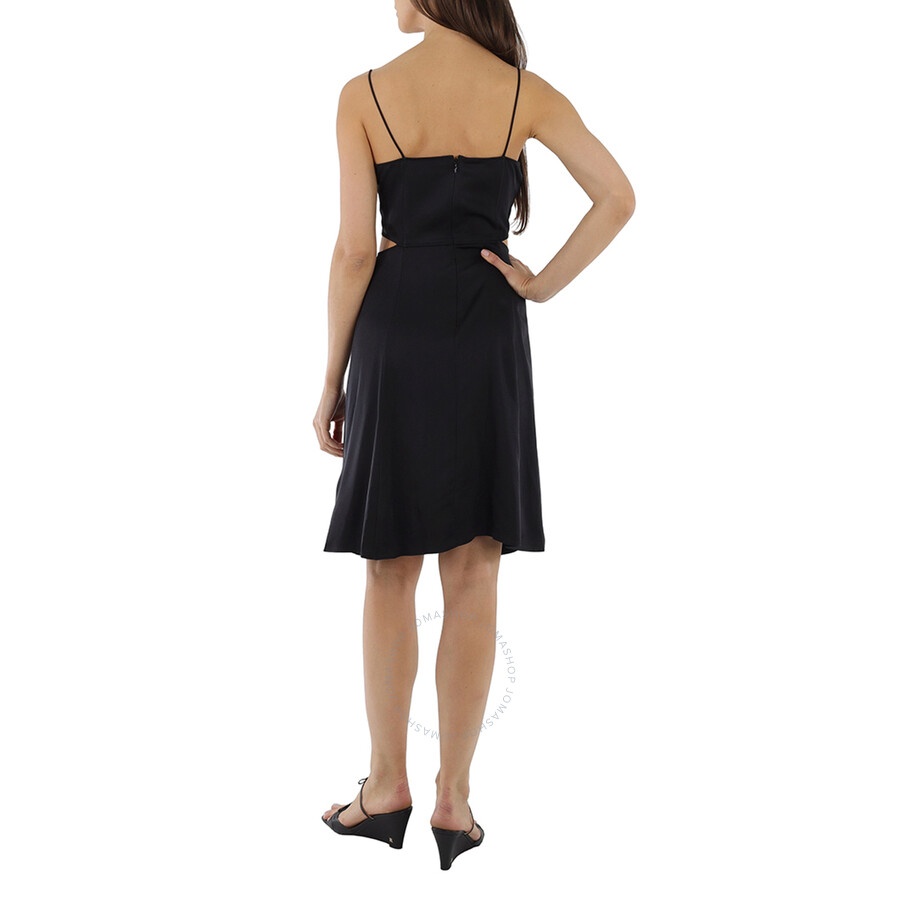Burberry Black Silk Satin Slip Dress With Fringed Detail - 6
