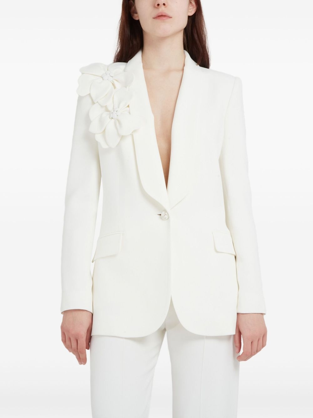 floral-appliqué blazer - 4