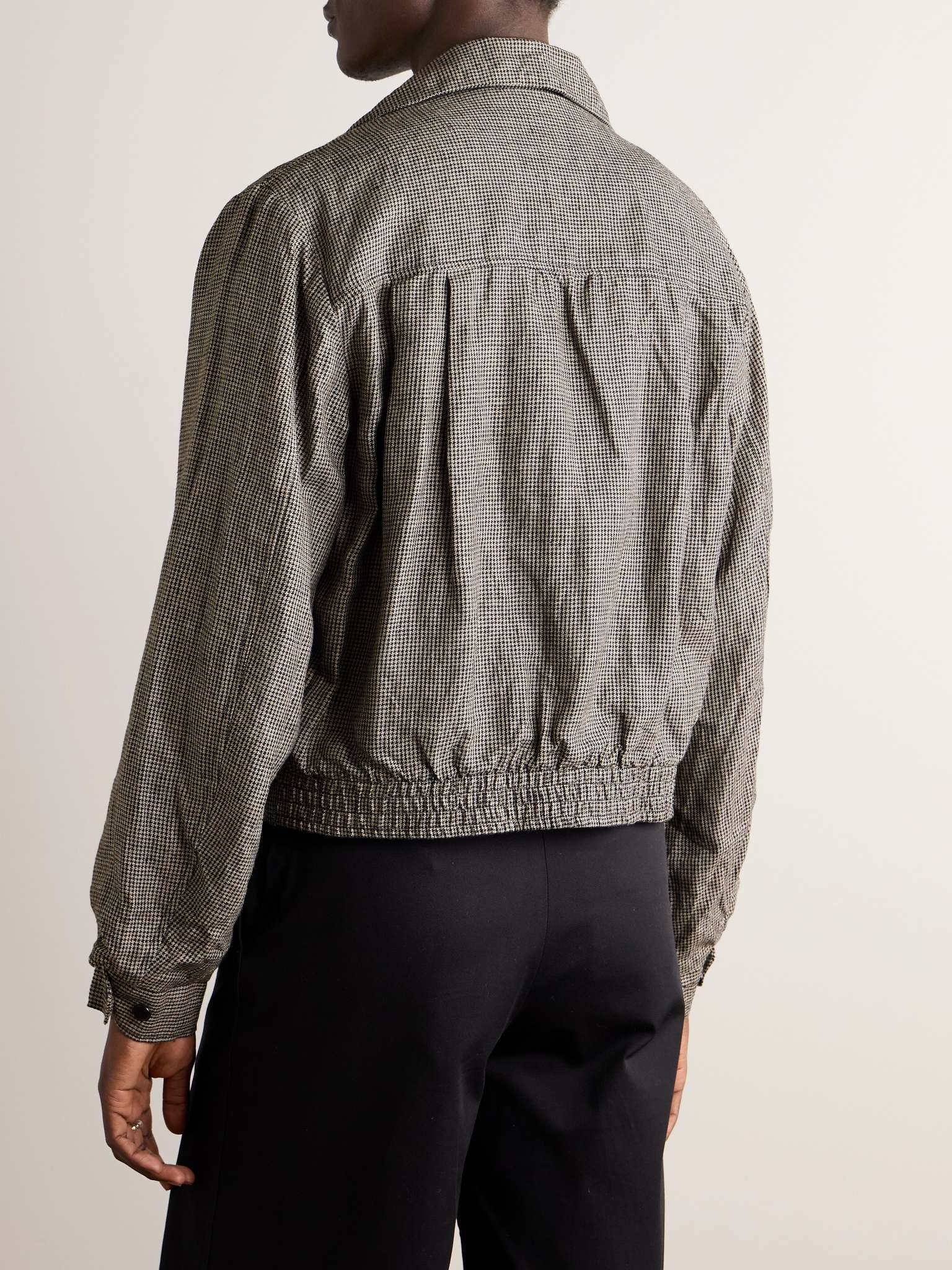 Houndstooth Linen Blouson Jacket - 4