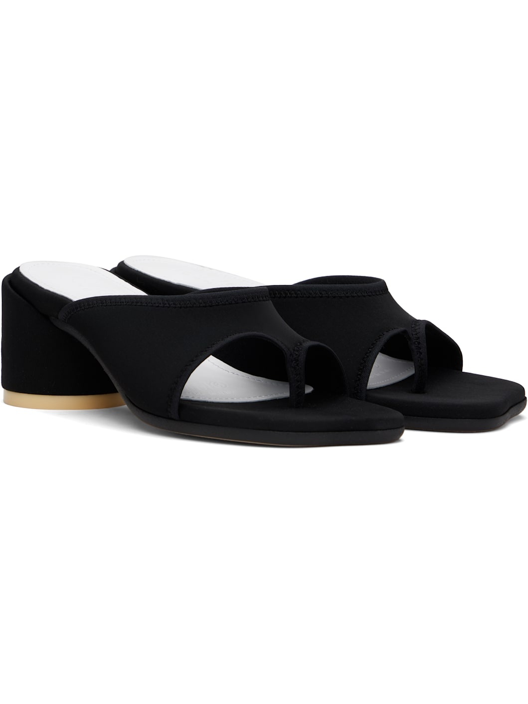 Black Scuba Lyrca Heeled Sandals - 4