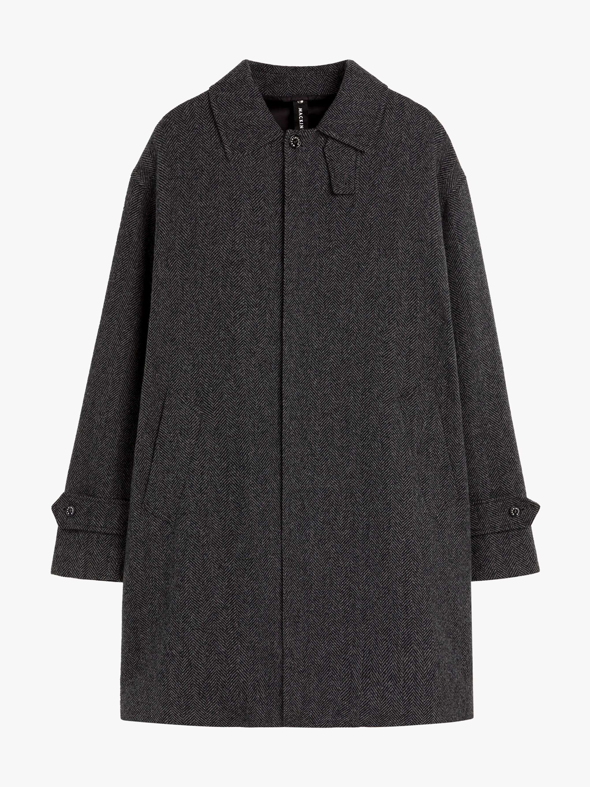 SOHO GREY HERRINGBONE WOOL OVERCOAT - 1