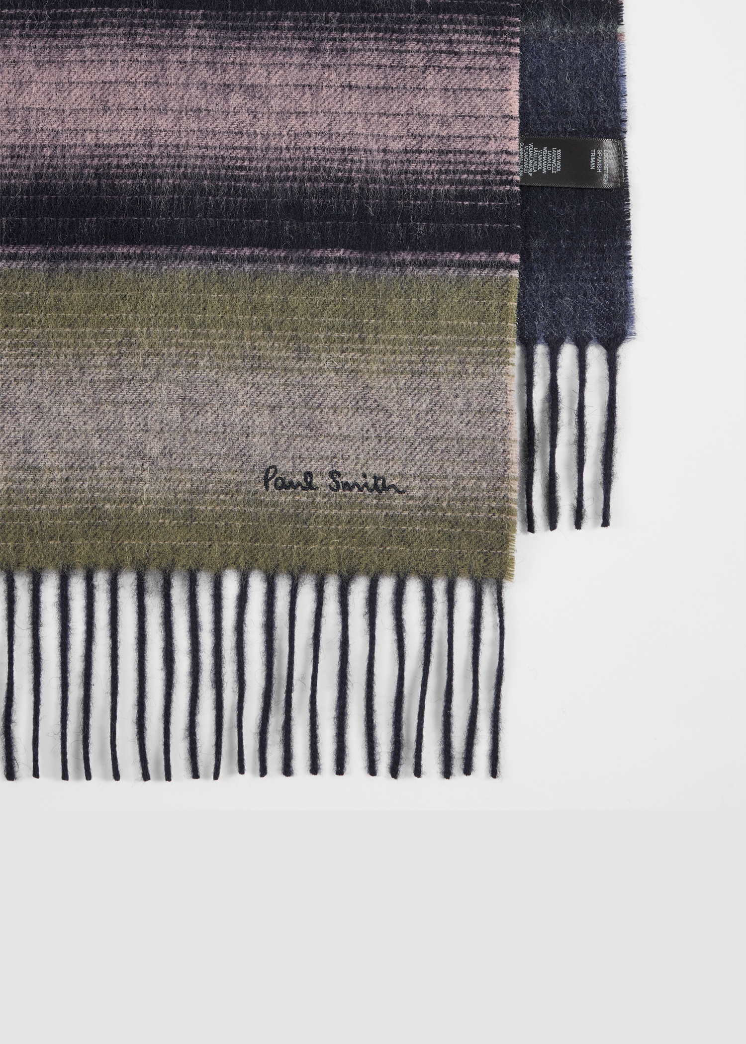 Blue Stripe Wool Scarf - 2