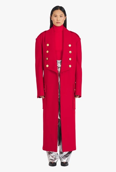 Long red wool coat - 4