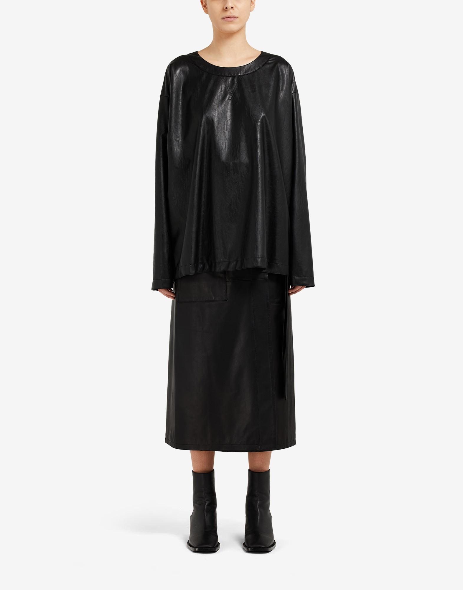 Oversized faux leather sweatshirt - 2